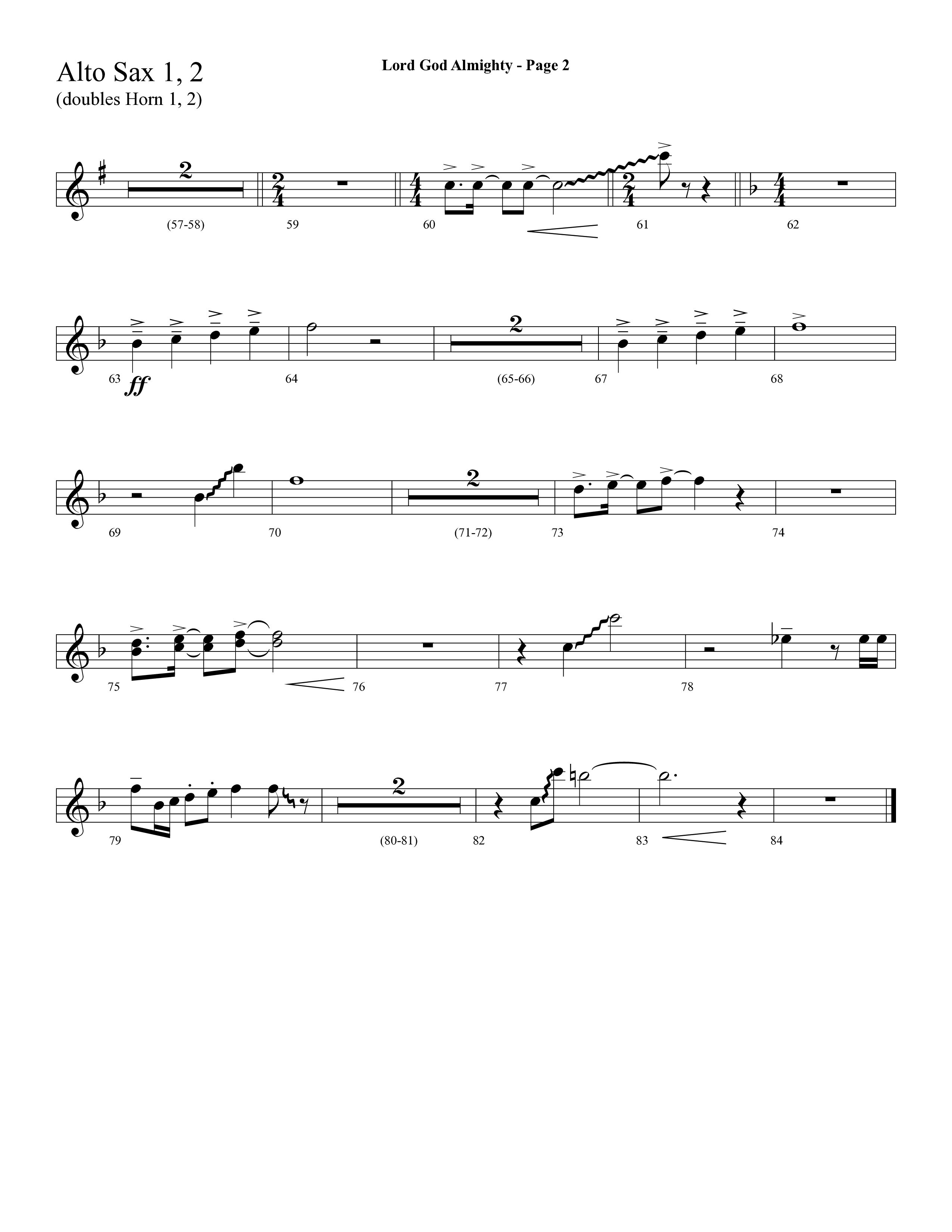 Lord God Almighty (Choral Anthem SATB) Alto Sax 1/2 (Lifeway Choral / Arr. Dave Williamson)