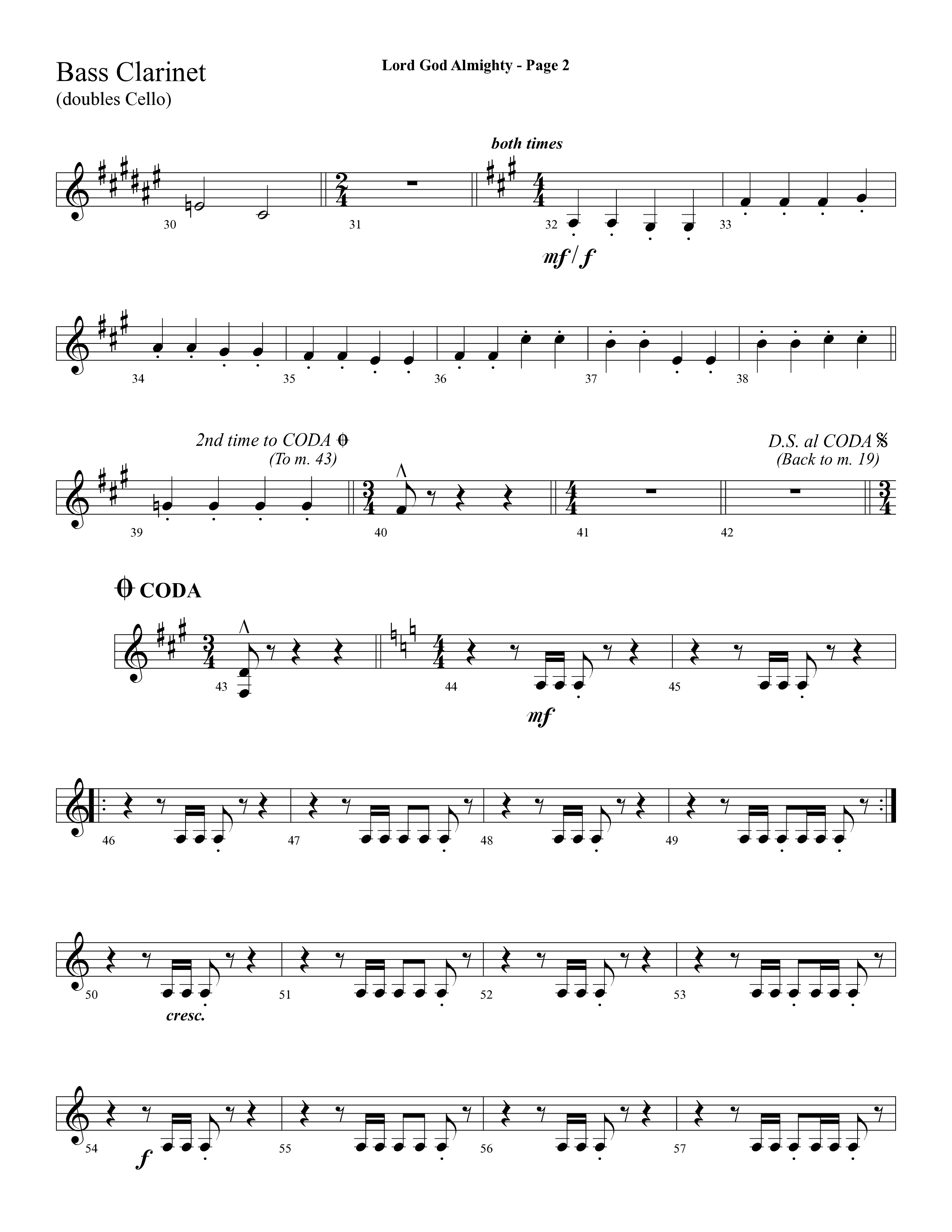 Lord God Almighty (Choral Anthem SATB) Bass Clarinet (Lifeway Choral / Arr. Dave Williamson)