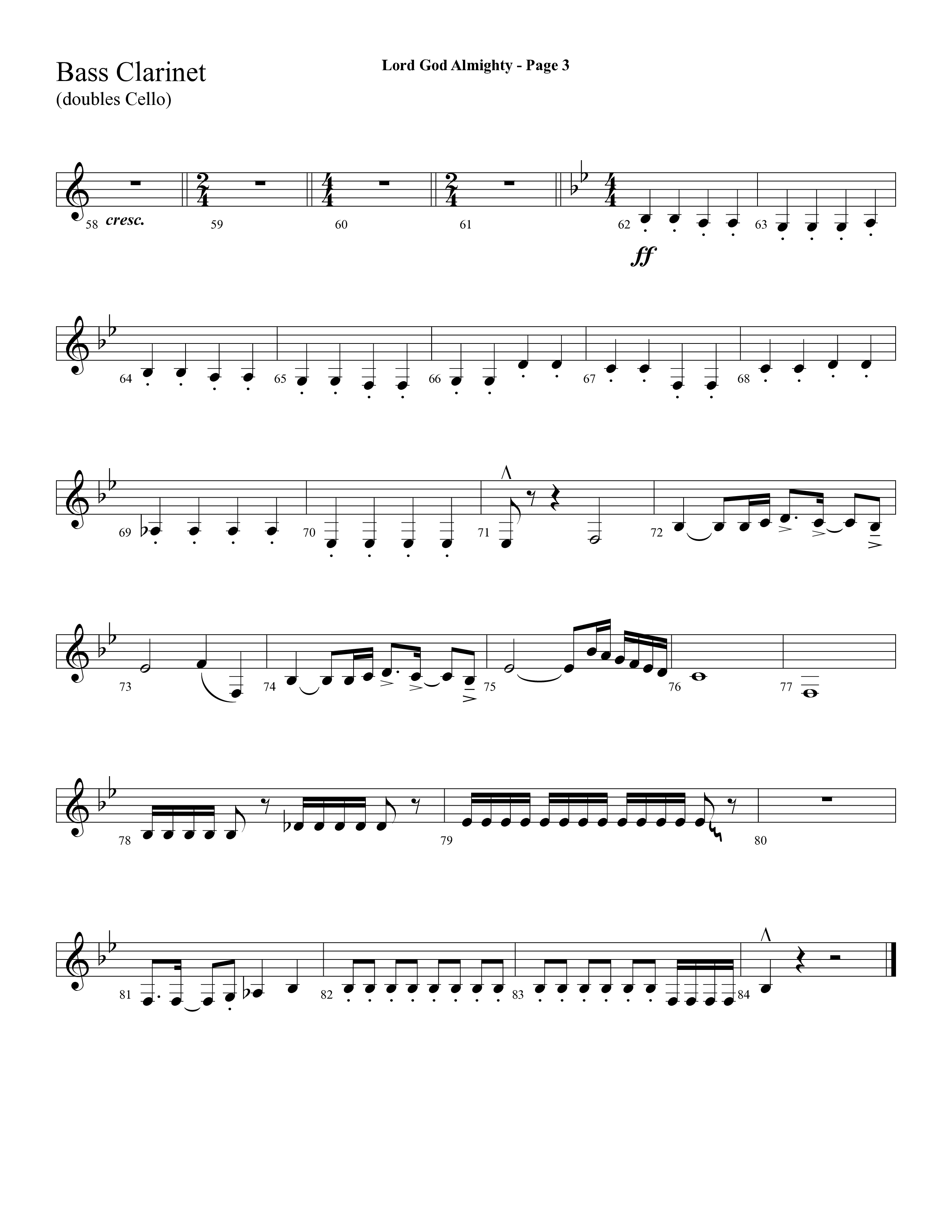 Lord God Almighty (Choral Anthem SATB) Bass Clarinet (Lifeway Choral / Arr. Dave Williamson)
