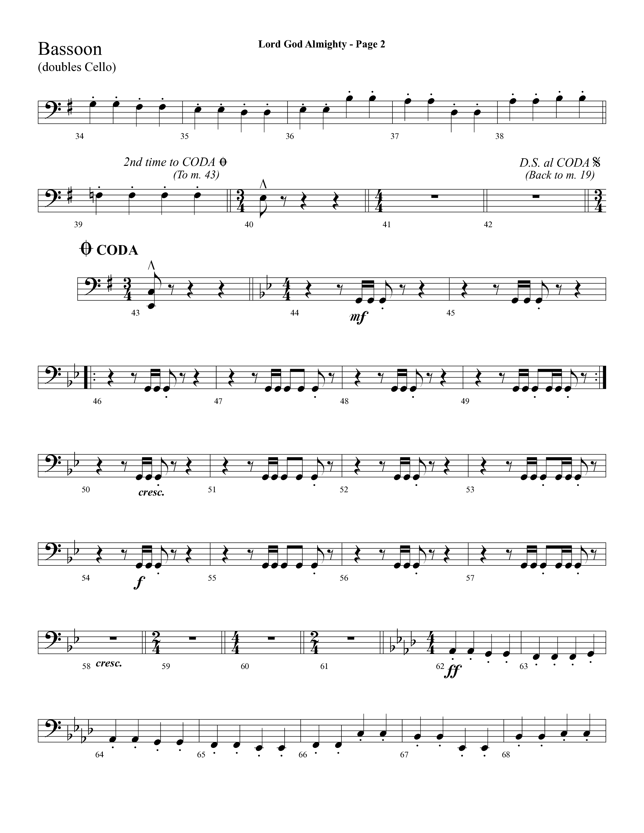 Lord God Almighty (Choral Anthem SATB) Bassoon (Lifeway Choral / Arr. Dave Williamson)