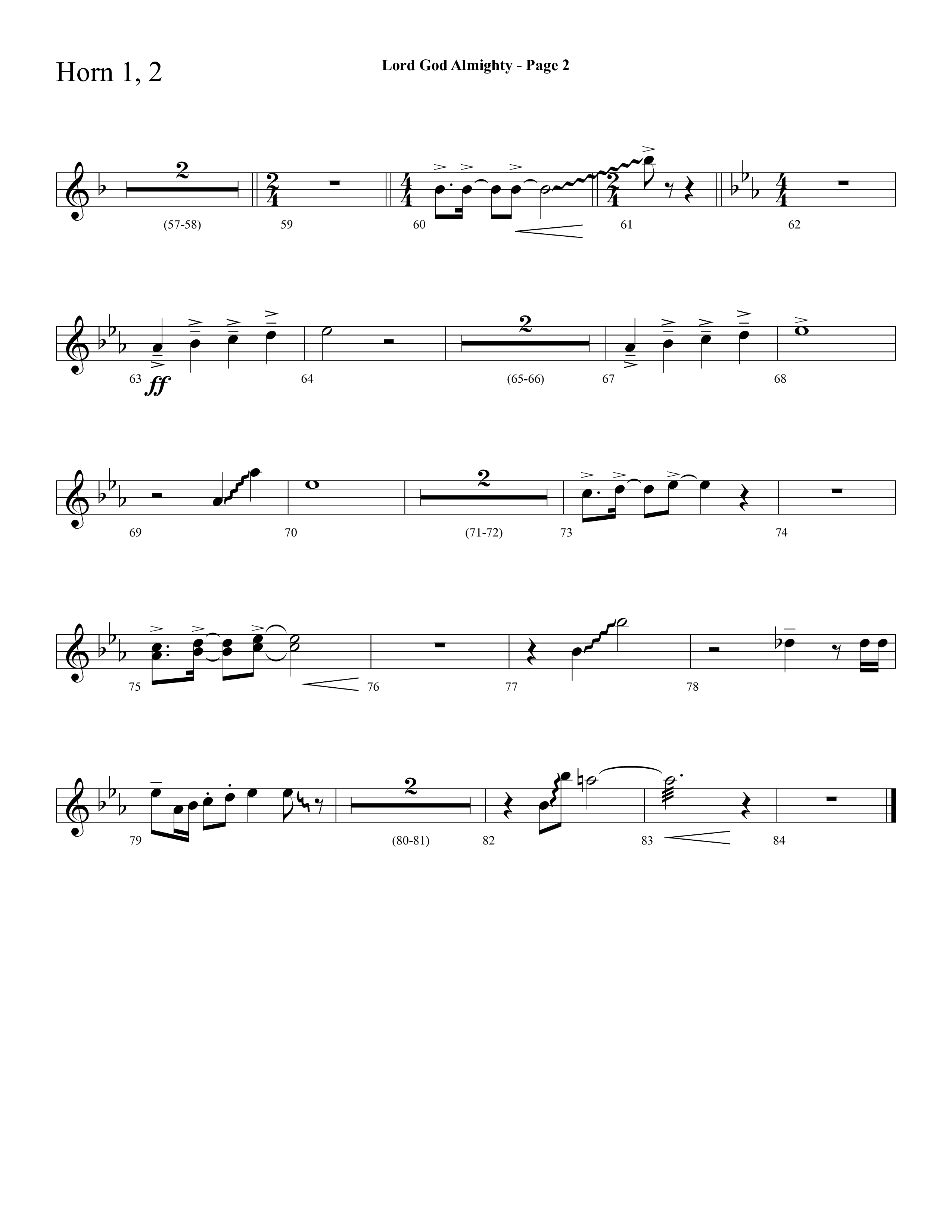 Lord God Almighty (Choral Anthem SATB) French Horn 1/2 (Lifeway Choral / Arr. Dave Williamson)