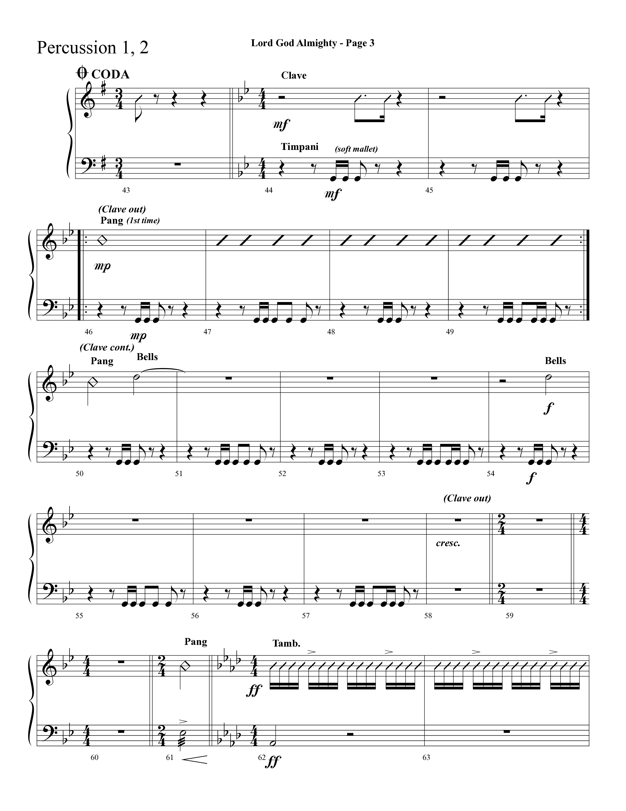 Lord God Almighty (Choral Anthem SATB) Percussion 1/2 (Lifeway Choral / Arr. Dave Williamson)