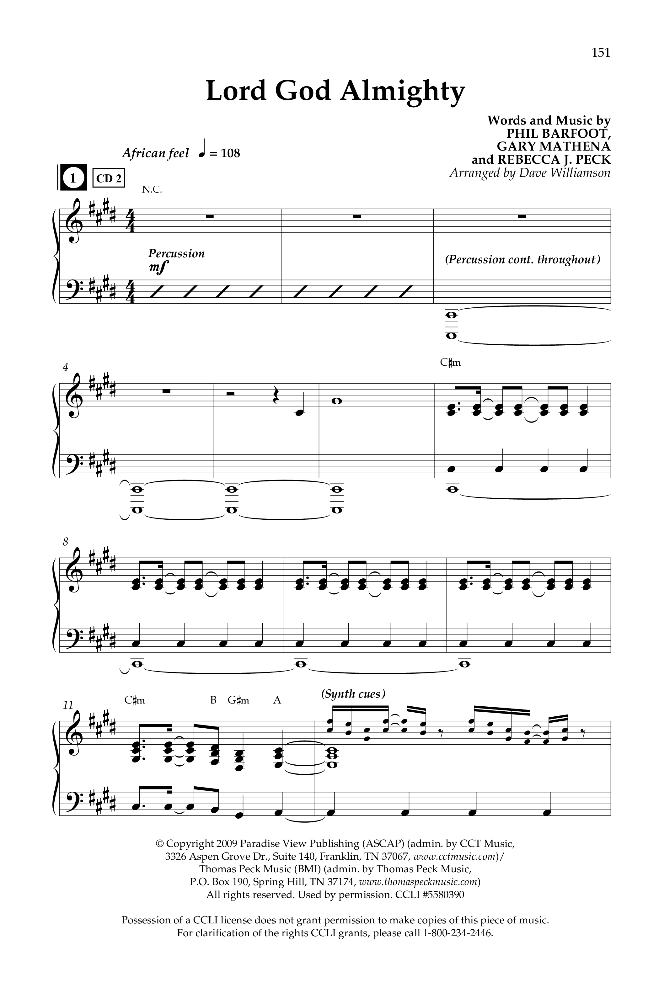 Lord God Almighty (Choral Anthem SATB) Anthem (SATB/Piano) (Lifeway Choral / Arr. Dave Williamson)