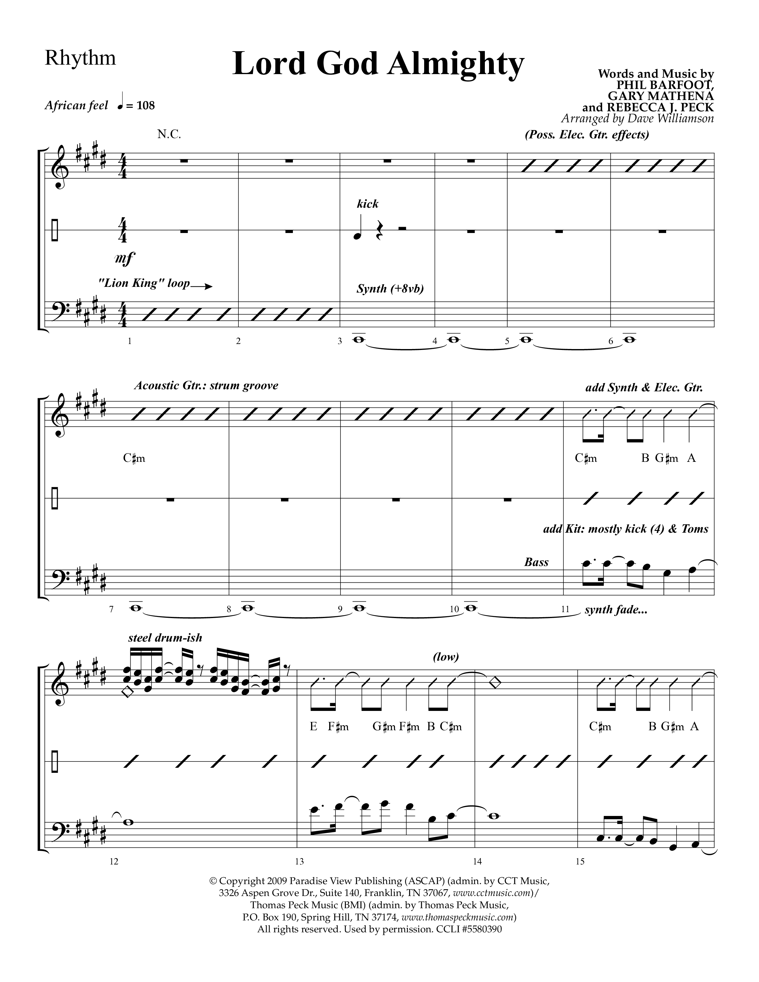 Lord God Almighty (Choral Anthem SATB) Lead Melody & Rhythm (Lifeway Choral / Arr. Dave Williamson)