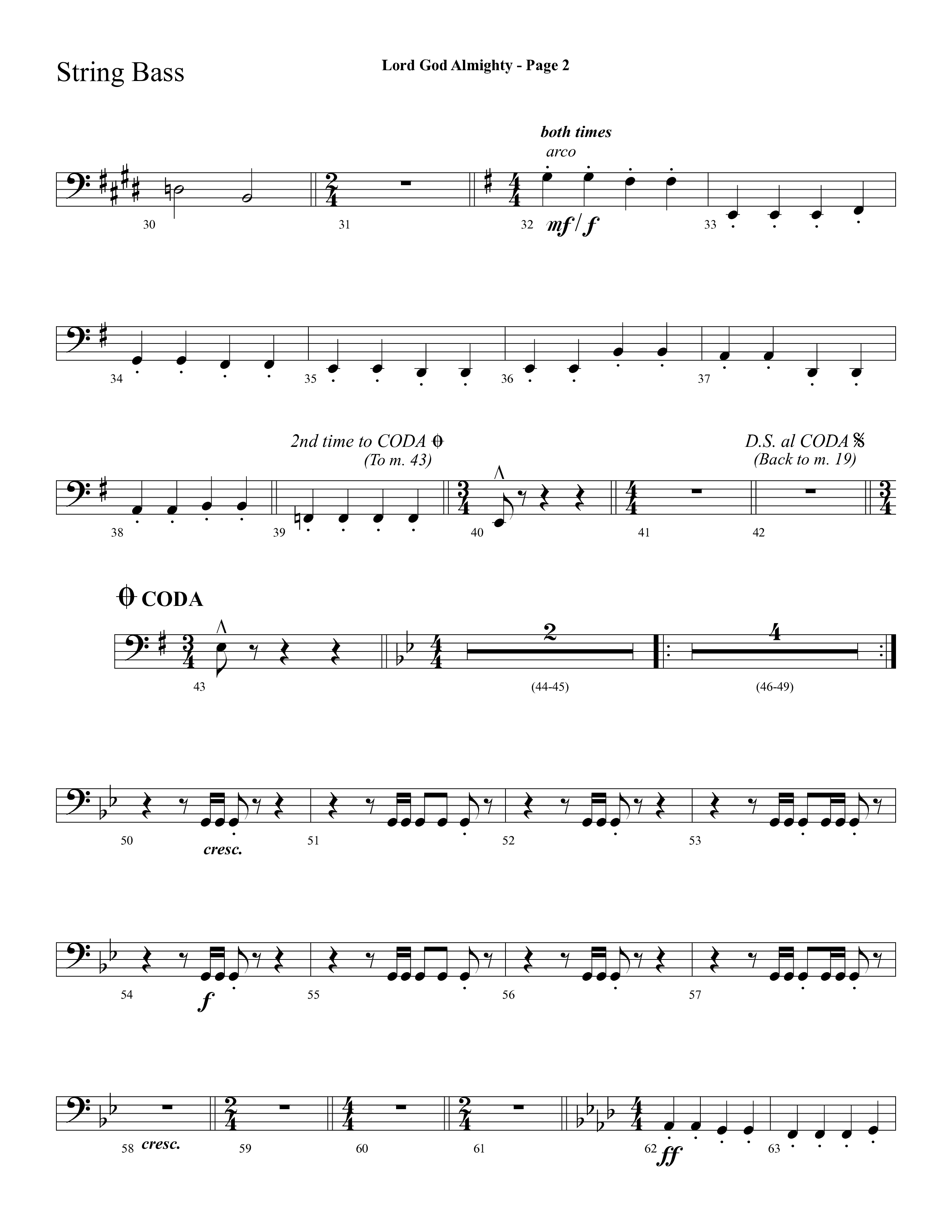 Lord God Almighty (Choral Anthem SATB) String Bass (Lifeway Choral / Arr. Dave Williamson)