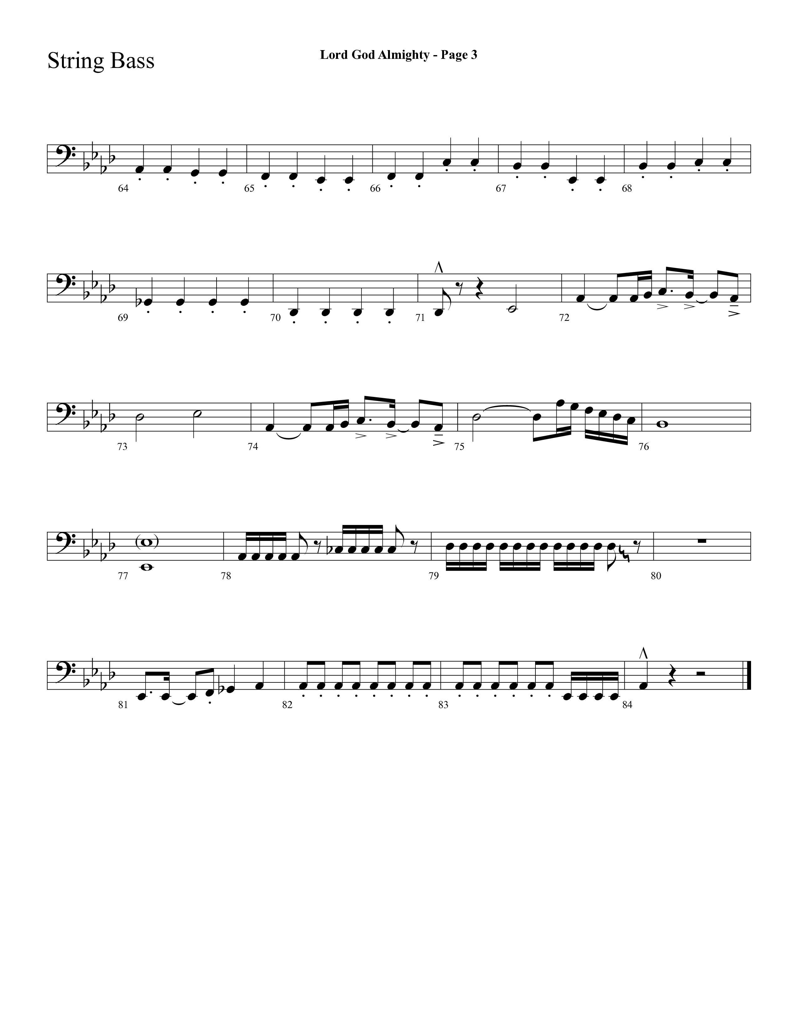 Lord God Almighty (Choral Anthem SATB) String Bass (Lifeway Choral / Arr. Dave Williamson)