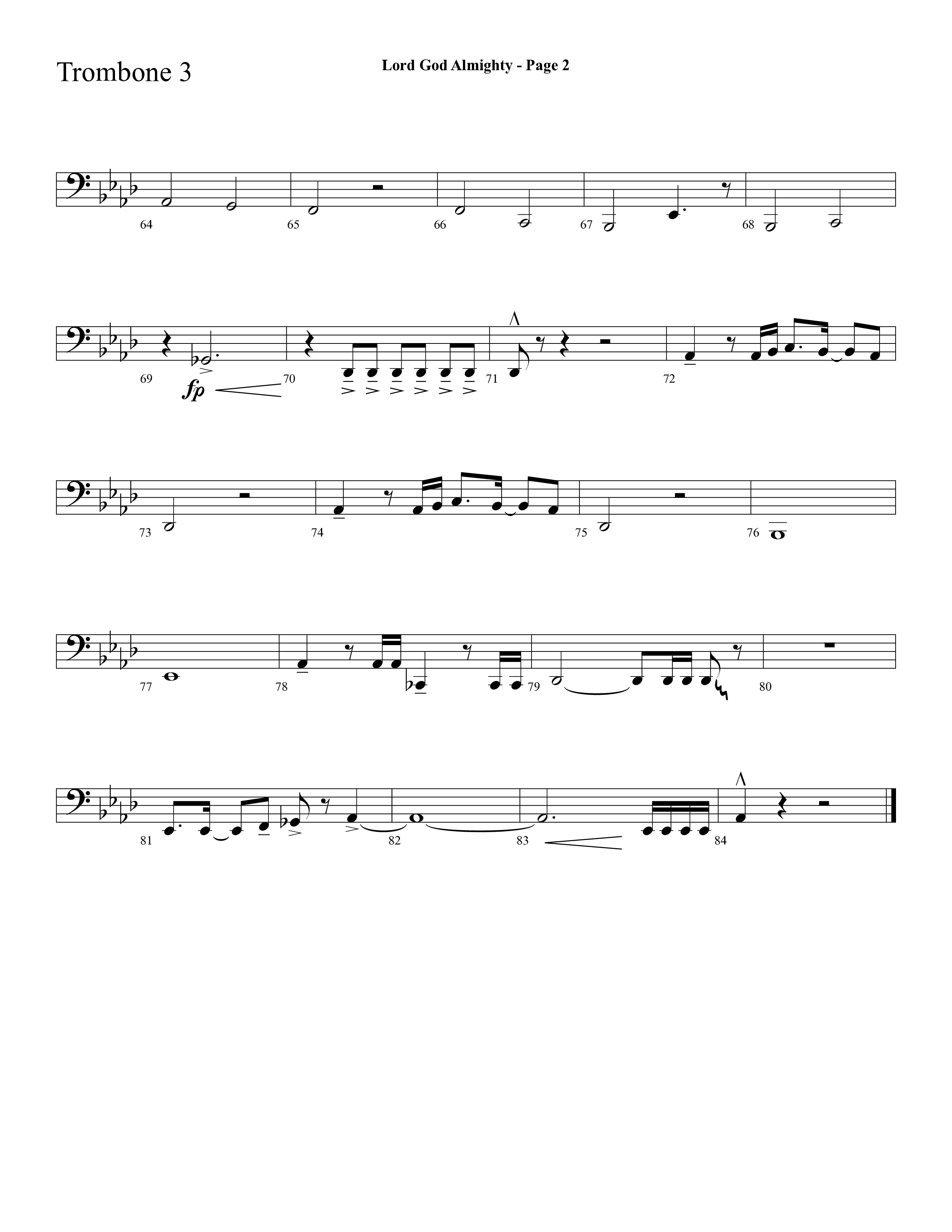 Lord God Almighty (Choral Anthem SATB) Trombone 3 (Lifeway Choral / Arr. Dave Williamson)