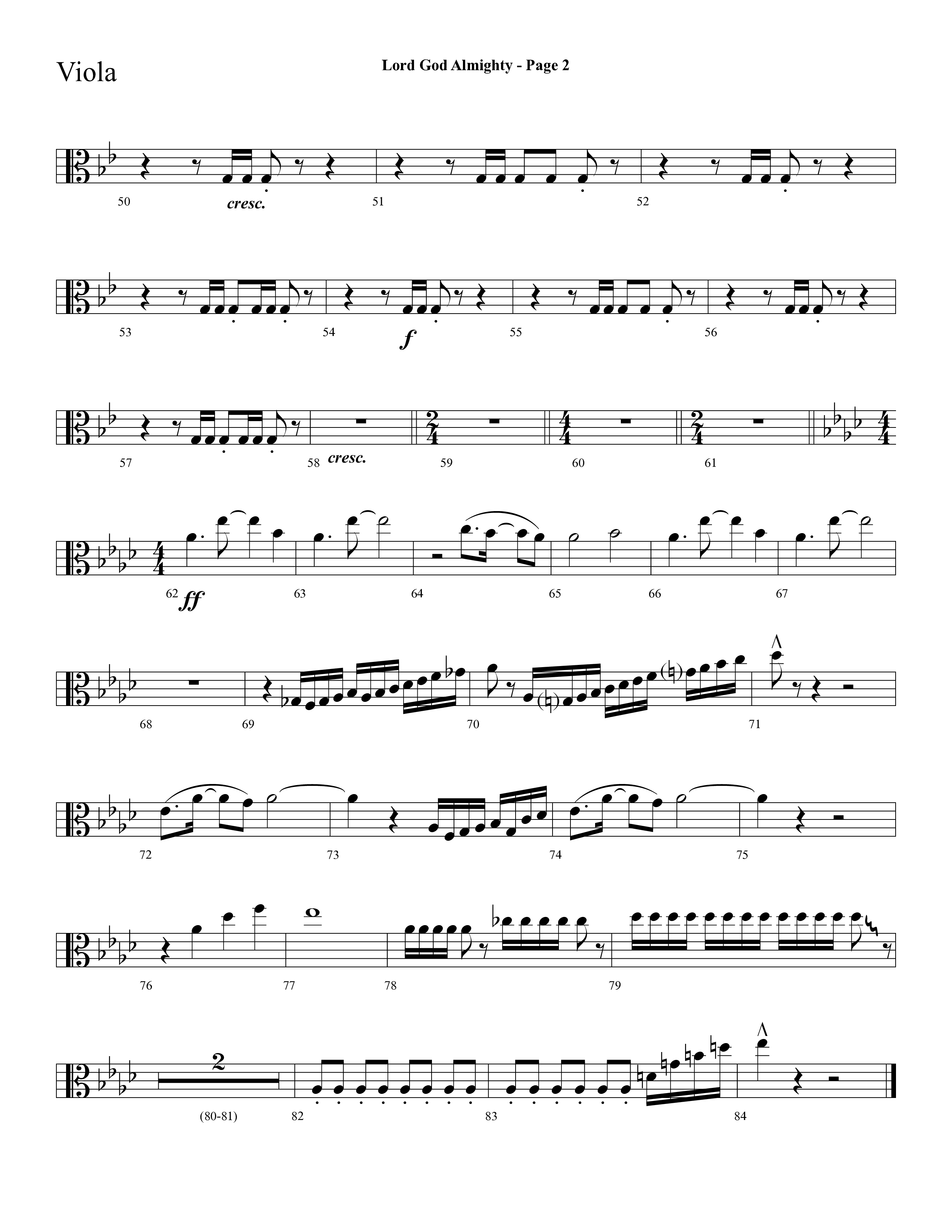 Lord God Almighty (Choral Anthem SATB) Viola (Lifeway Choral / Arr. Dave Williamson)