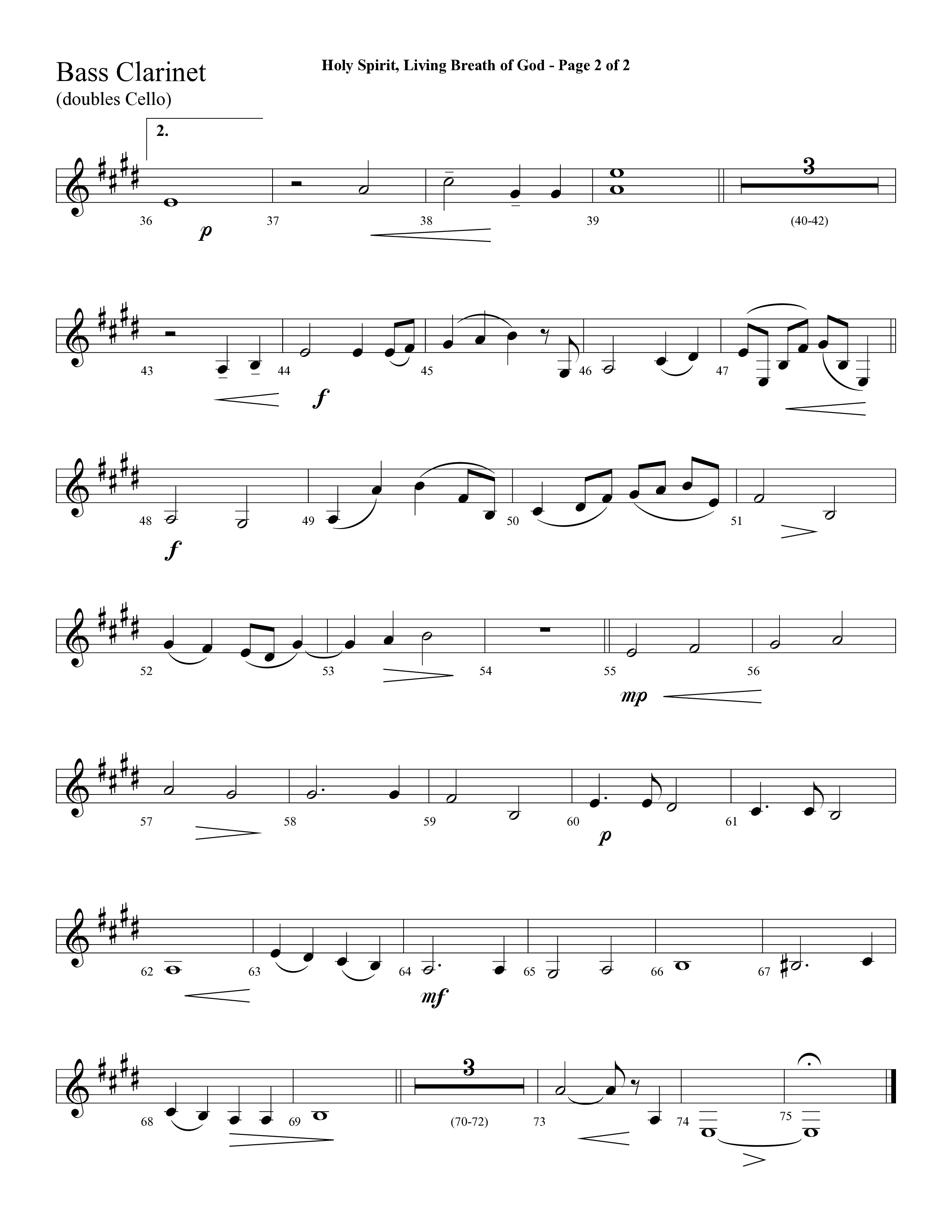 Holy Spirit Living Breath Of God (with Gabriel's Oboe) (Choral Anthem SATB) Bass Clarinet (Lifeway Choral / Arr. David Hamilton)
