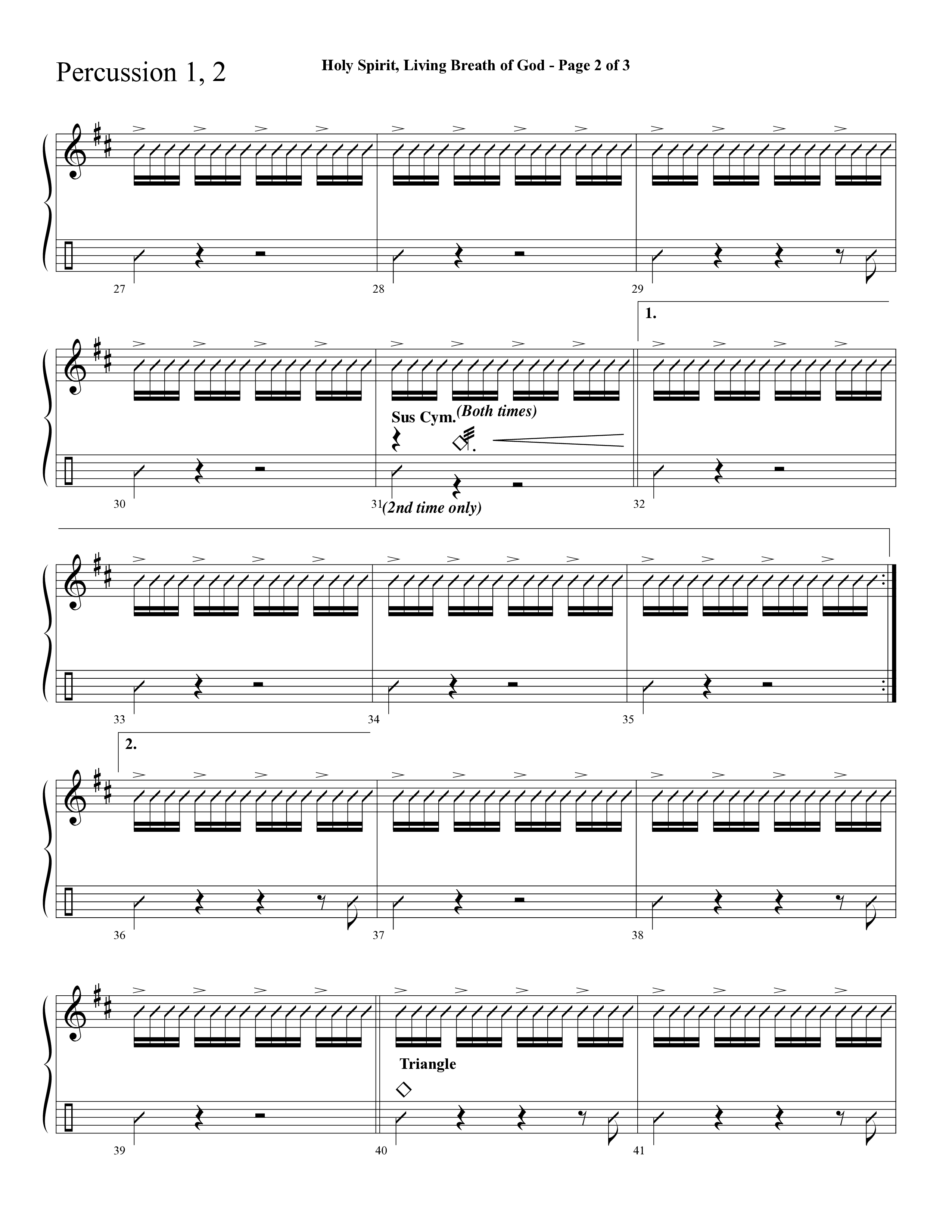 Holy Spirit Living Breath Of God (with Gabriel's Oboe) (Choral Anthem SATB) Percussion 1/2 (Lifeway Choral / Arr. David Hamilton)