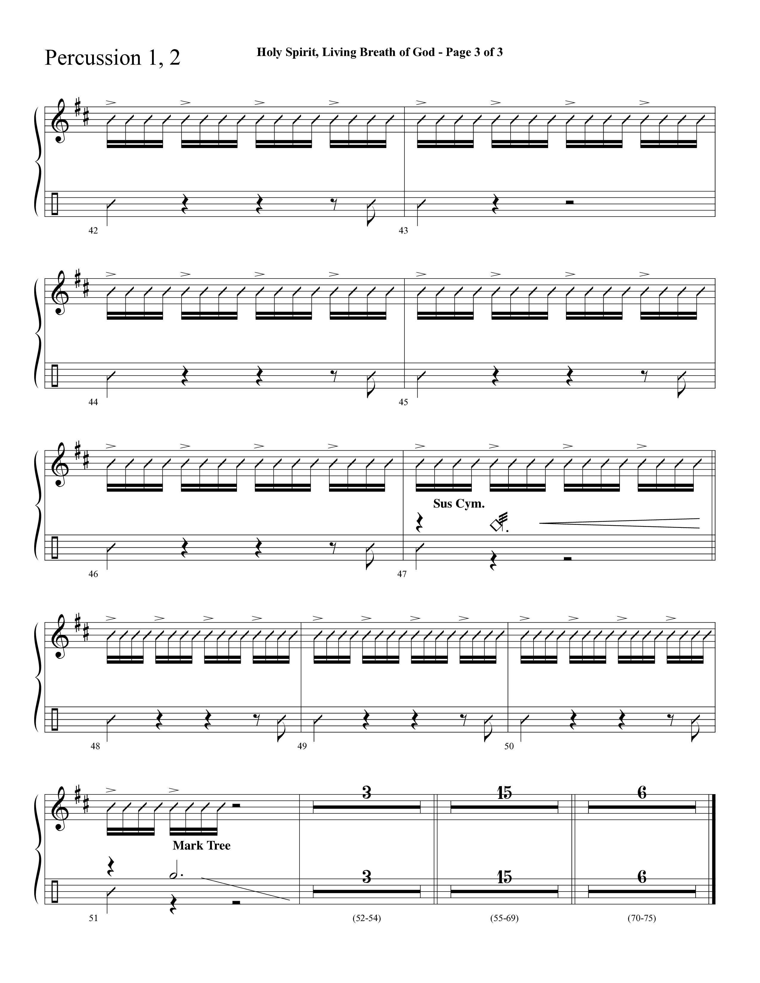 Holy Spirit Living Breath Of God (with Gabriel's Oboe) (Choral Anthem SATB) Percussion 1/2 (Lifeway Choral / Arr. David Hamilton)