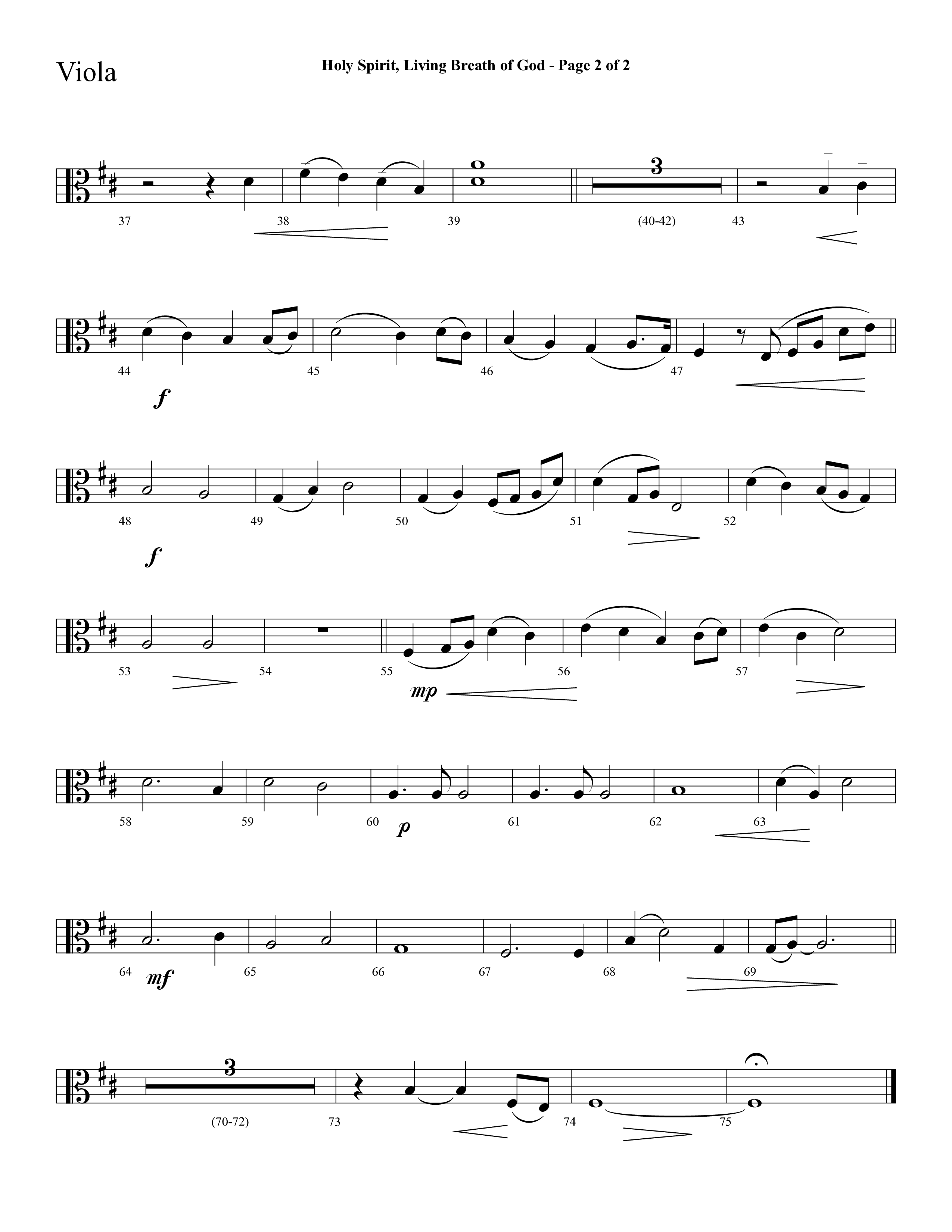 Holy Spirit Living Breath Of God (with Gabriel's Oboe) (Choral Anthem SATB) Viola (Lifeway Choral / Arr. David Hamilton)