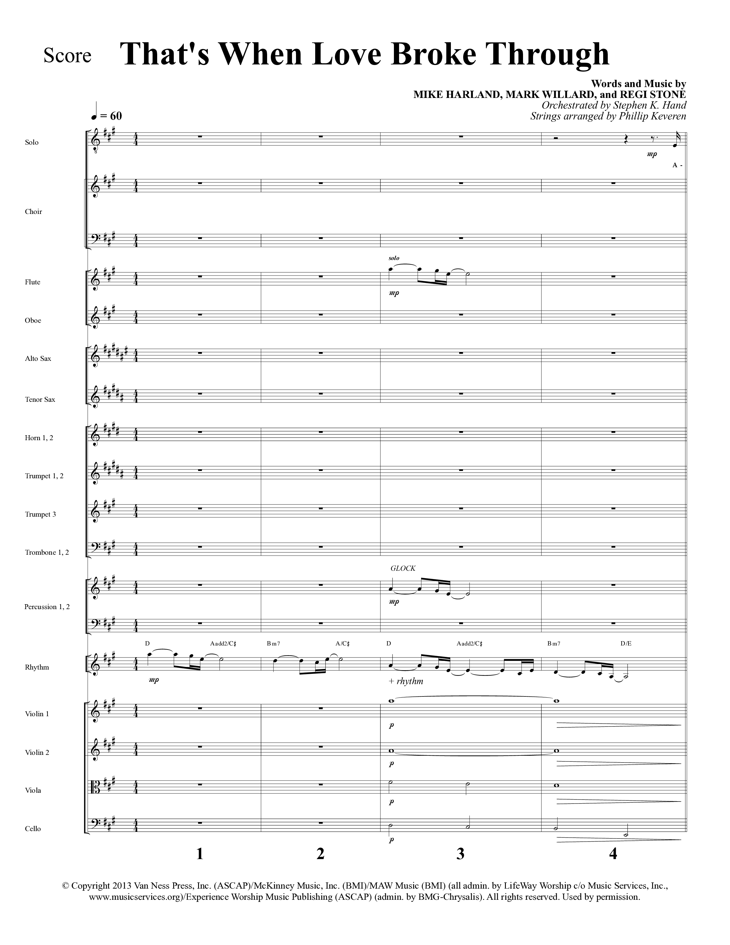 That's When Love Broke Through (Choral Anthem SATB) Orchestration (Lifeway Choral / Arr. Mark Willard / Orch. Stephen K. Hand / Orch. Phillip Keveren)