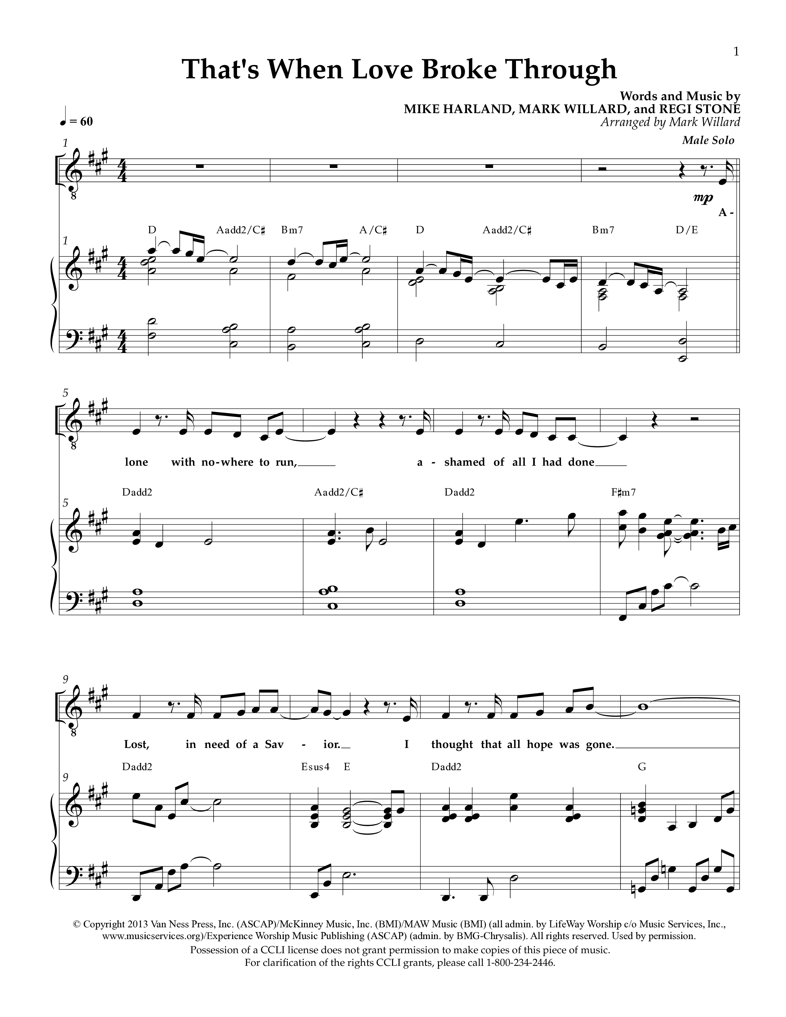 That's When Love Broke Through (Choral Anthem SATB) Anthem (SATB/Piano) (Lifeway Choral / Arr. Mark Willard / Orch. Stephen K. Hand / Orch. Phillip Keveren)
