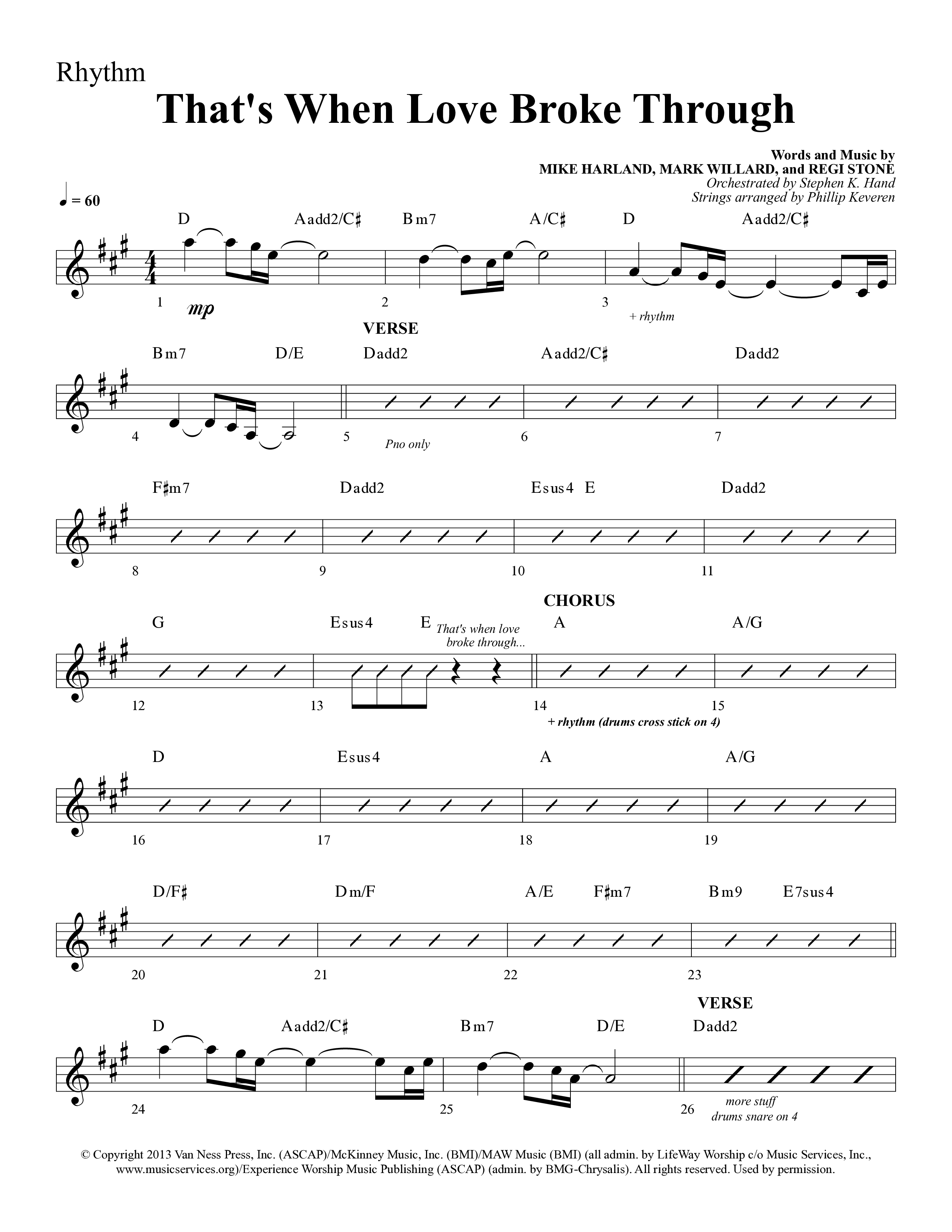 That's When Love Broke Through (Choral Anthem SATB) Lead Melody & Rhythm (Lifeway Choral / Arr. Mark Willard / Orch. Stephen K. Hand / Orch. Phillip Keveren)