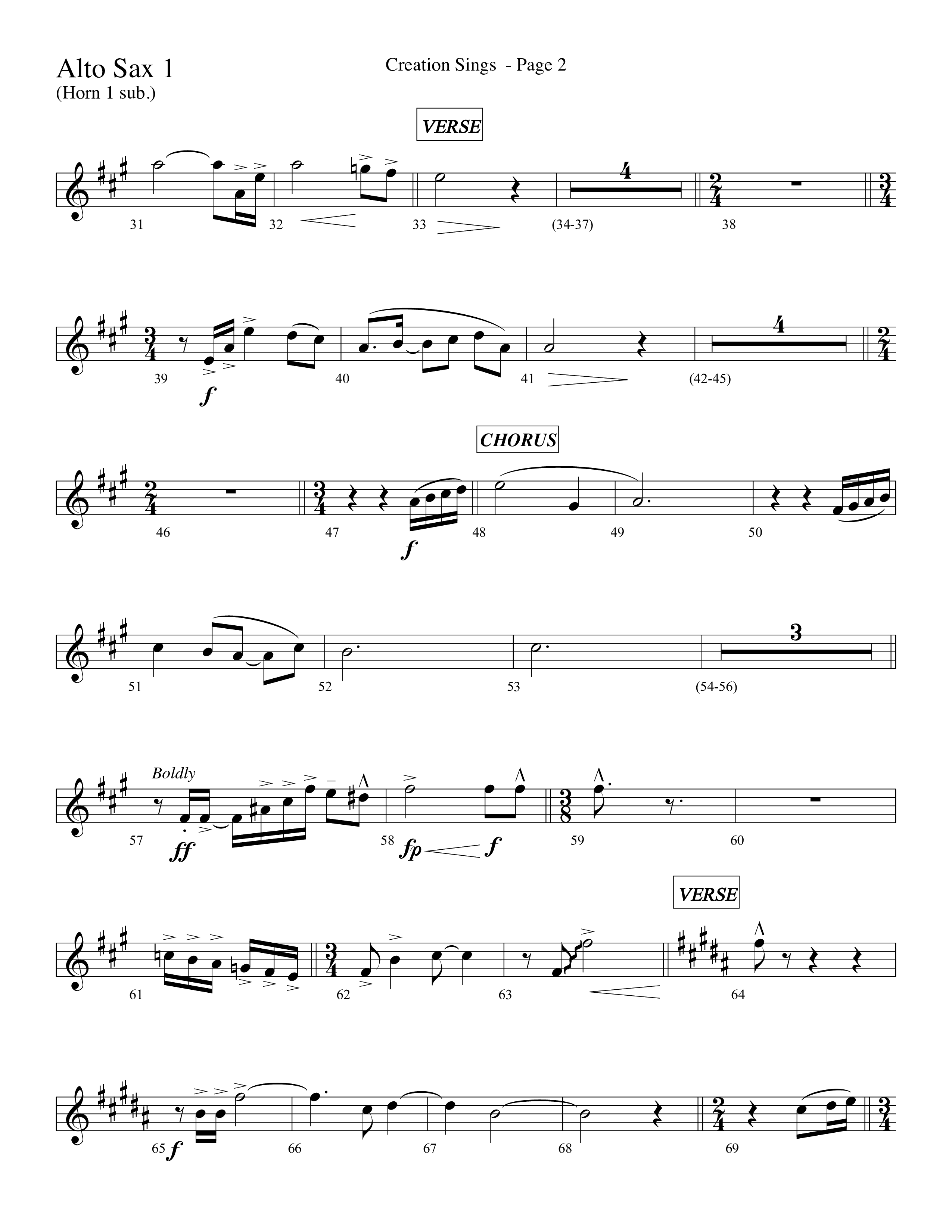 Creation Sings (Choral Anthem SATB) Alto Sax (Lifeway Choral / Arr. David Hamilton)