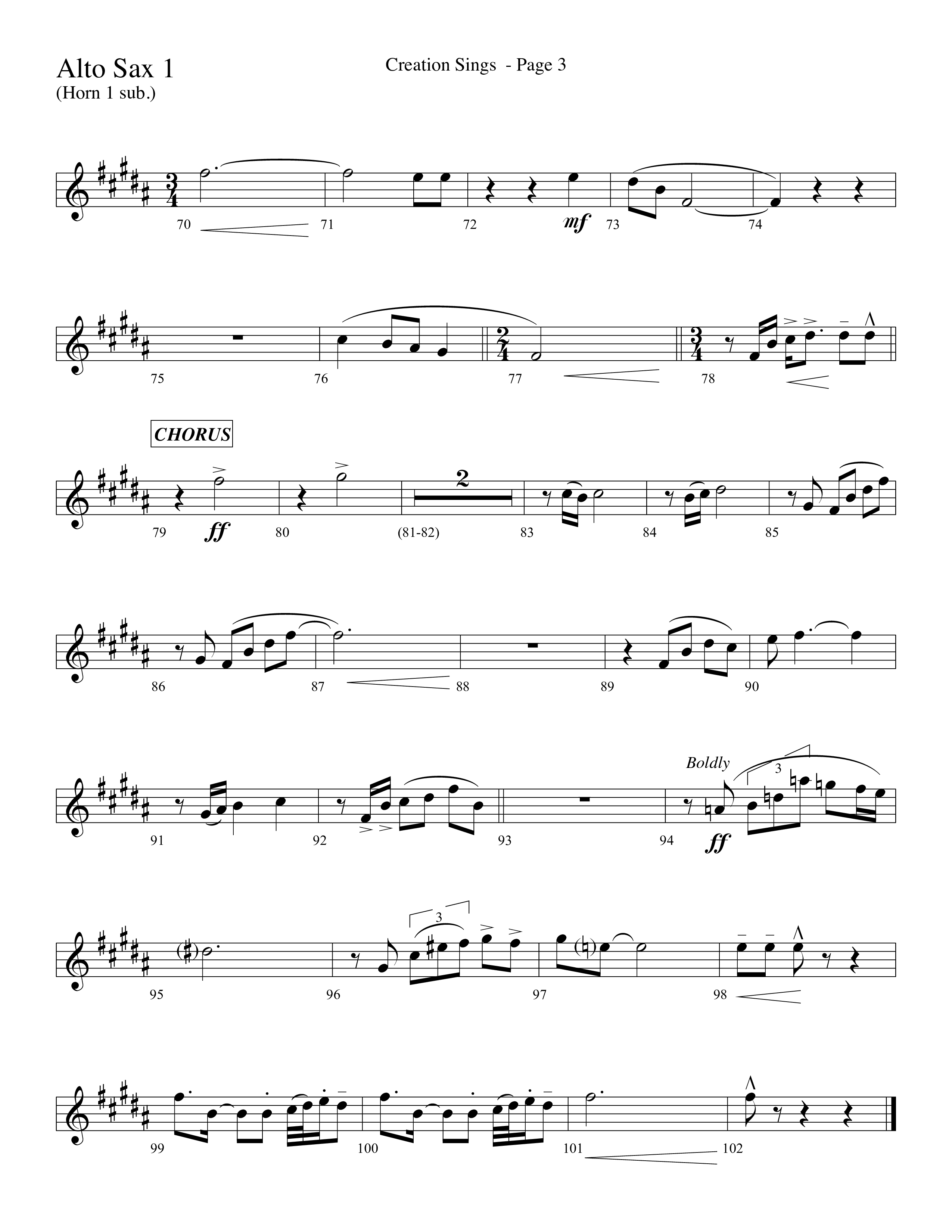 Creation Sings (Choral Anthem SATB) Alto Sax (Lifeway Choral / Arr. David Hamilton)