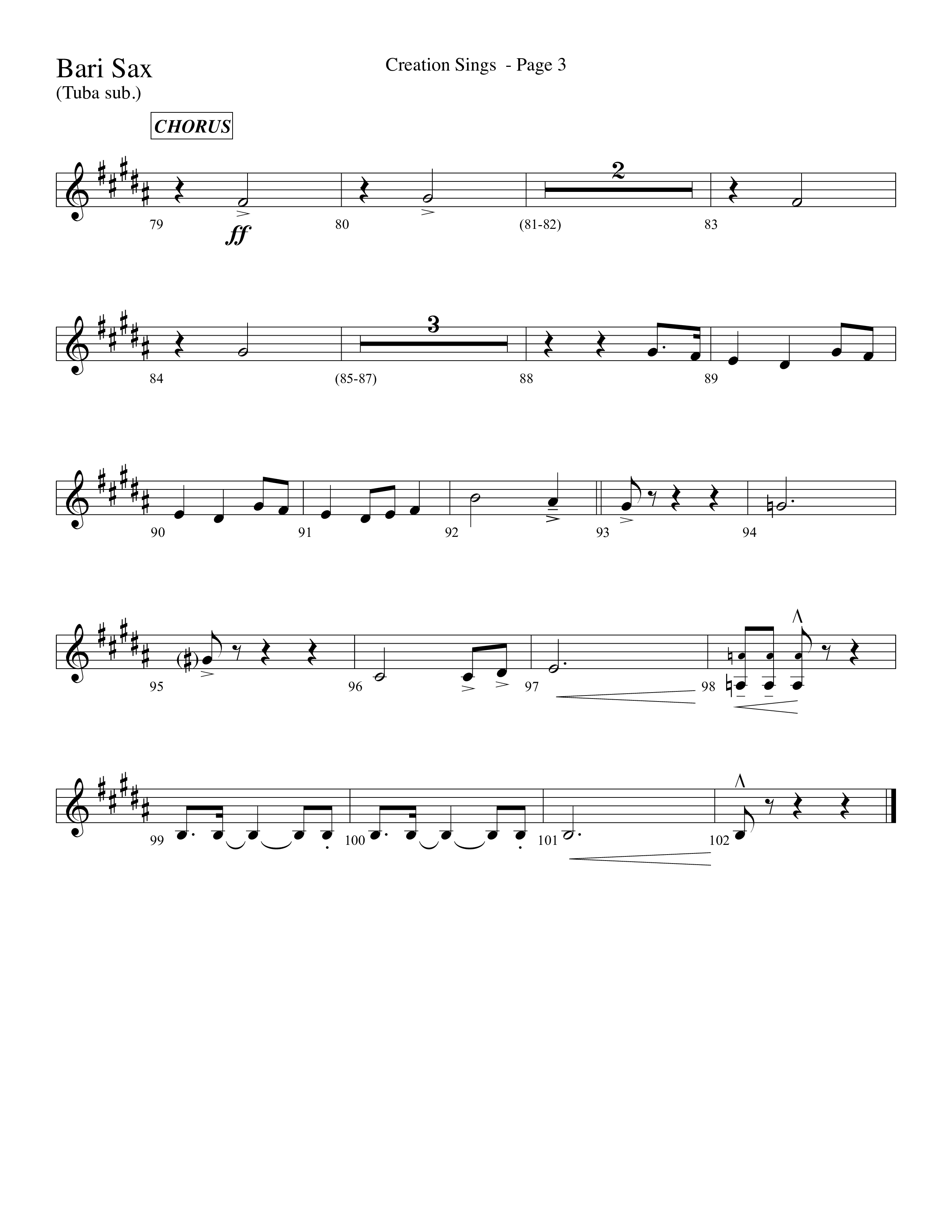 Creation Sings (Choral Anthem SATB) Bari Sax (Lifeway Choral / Arr. David Hamilton)