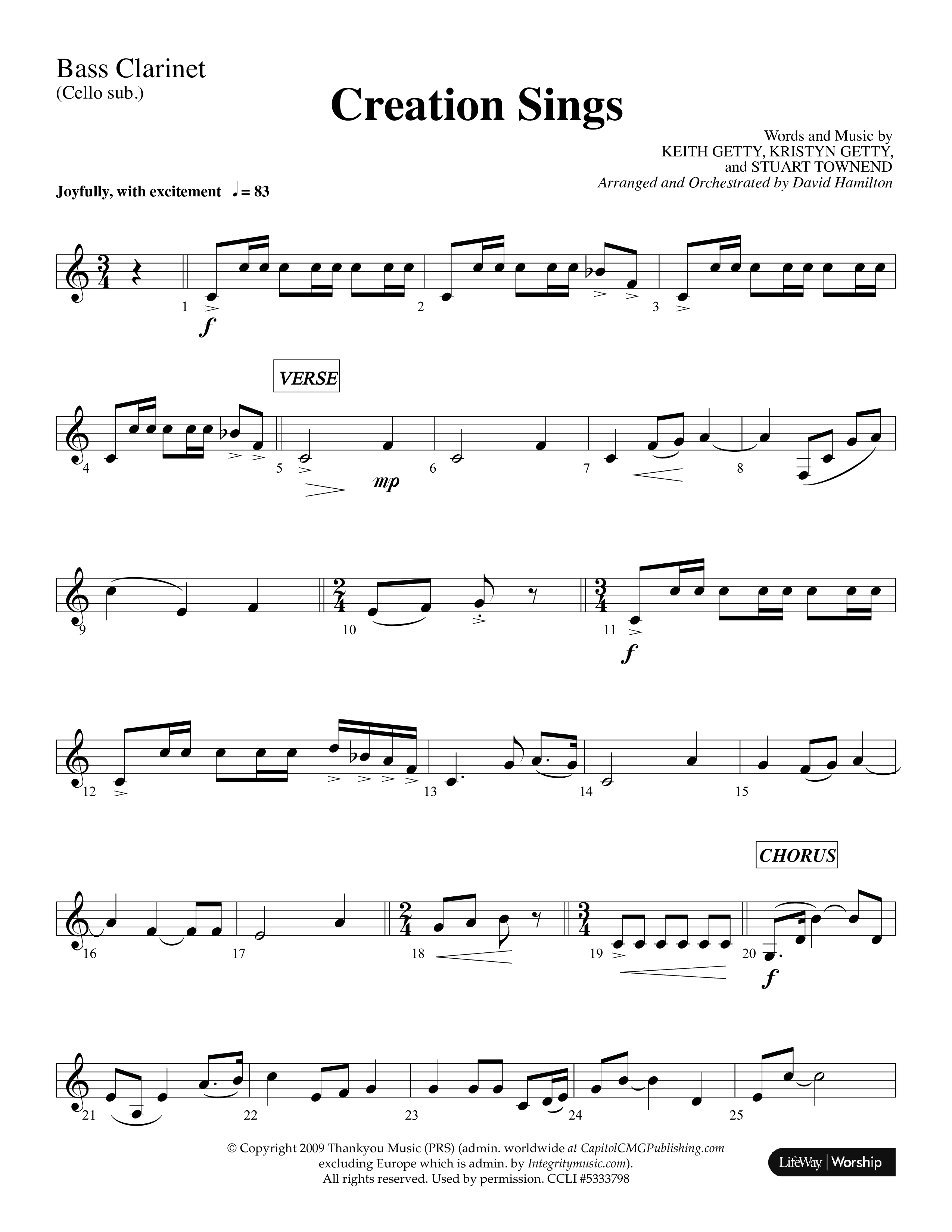 Creation Sings (Choral Anthem SATB) Bass Clarinet (Lifeway Choral / Arr. David Hamilton)