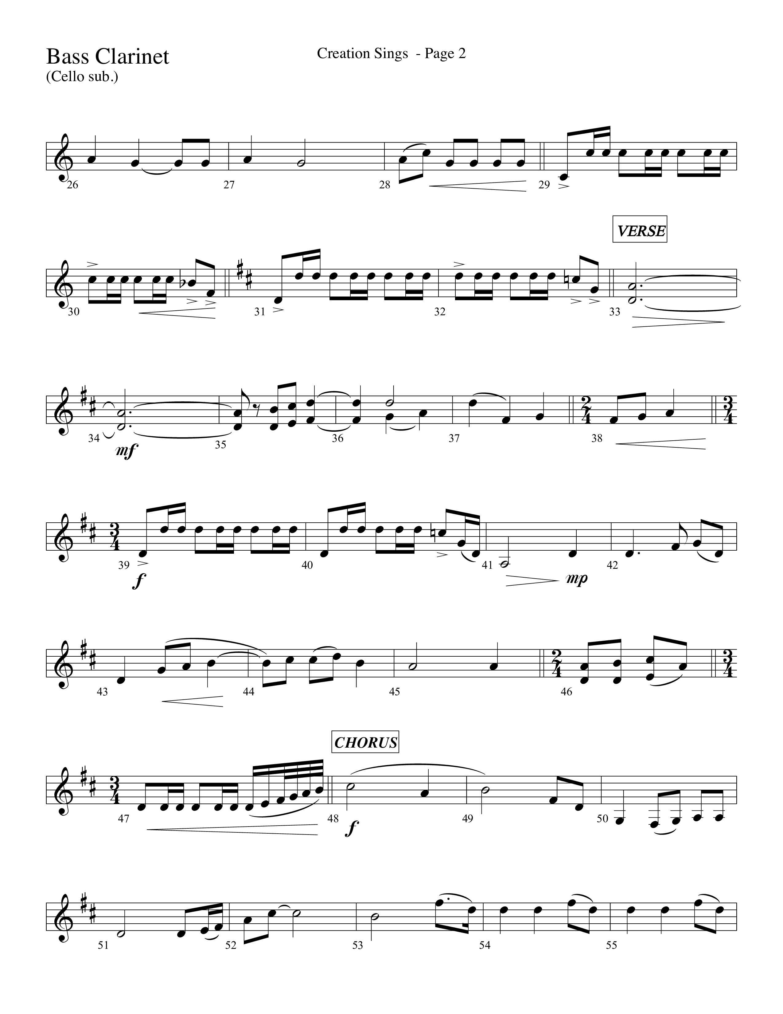 Creation Sings (Choral Anthem SATB) Bass Clarinet (Lifeway Choral / Arr. David Hamilton)