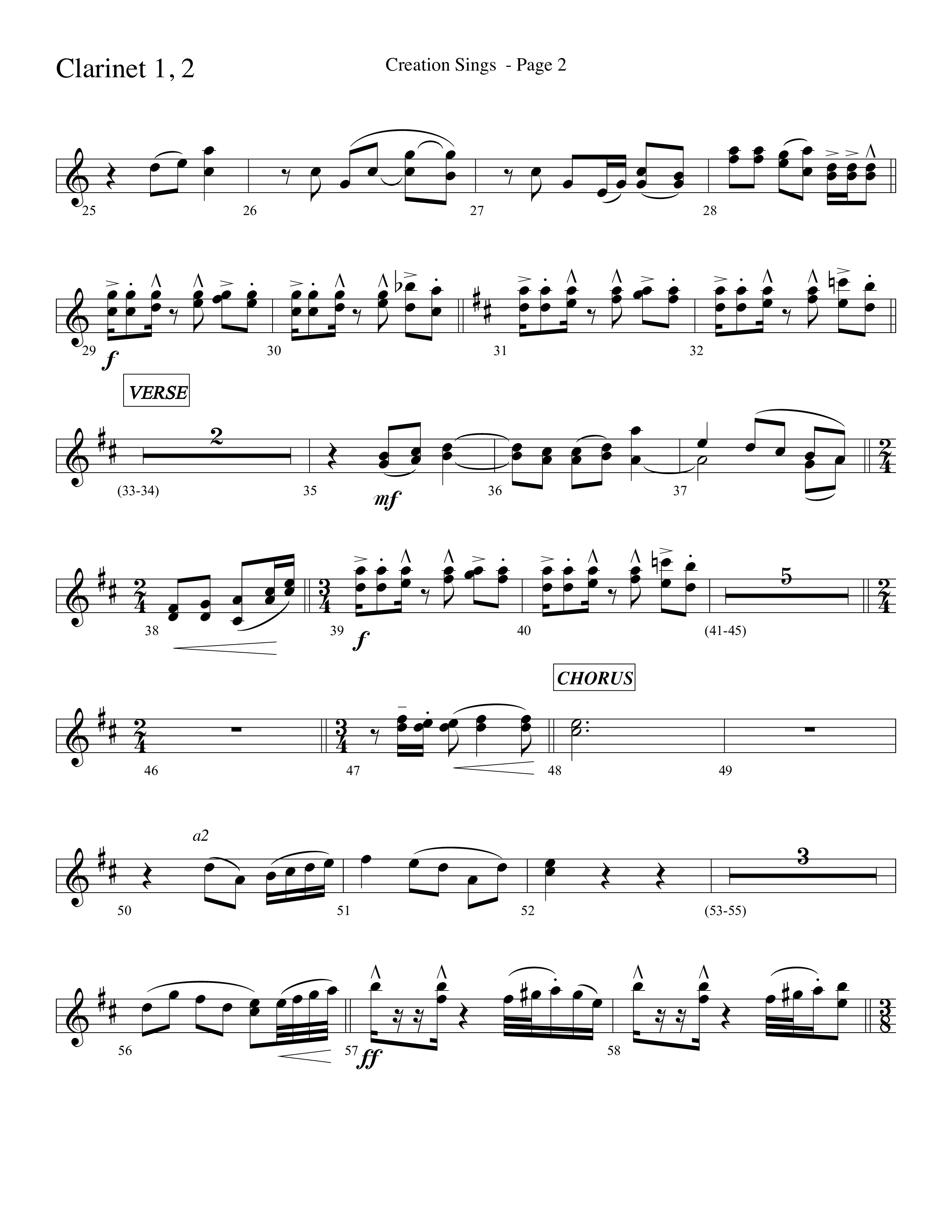 Creation Sings (Choral Anthem SATB) Clarinet 1/2 (Lifeway Choral / Arr. David Hamilton)