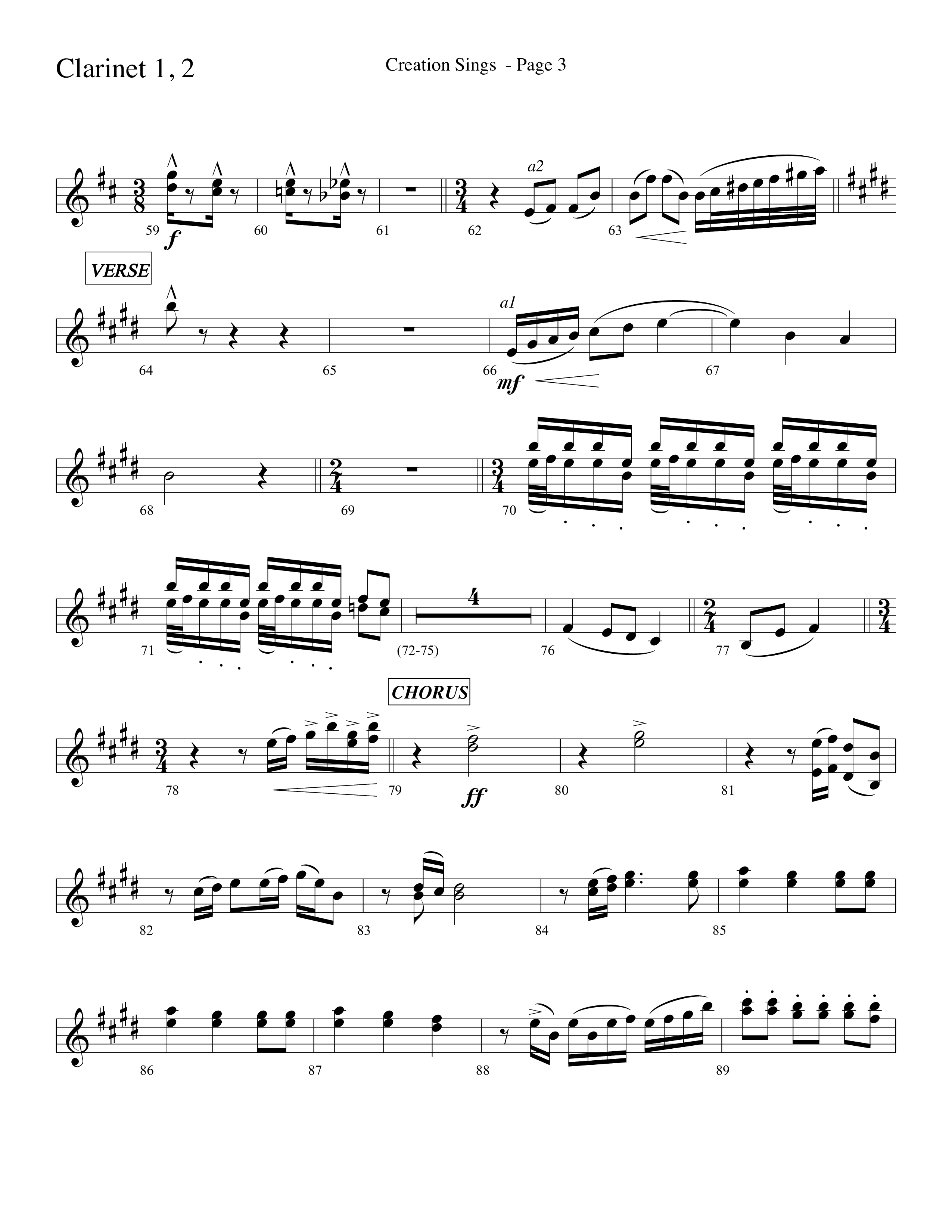 Creation Sings (Choral Anthem SATB) Clarinet 1/2 (Lifeway Choral / Arr. David Hamilton)