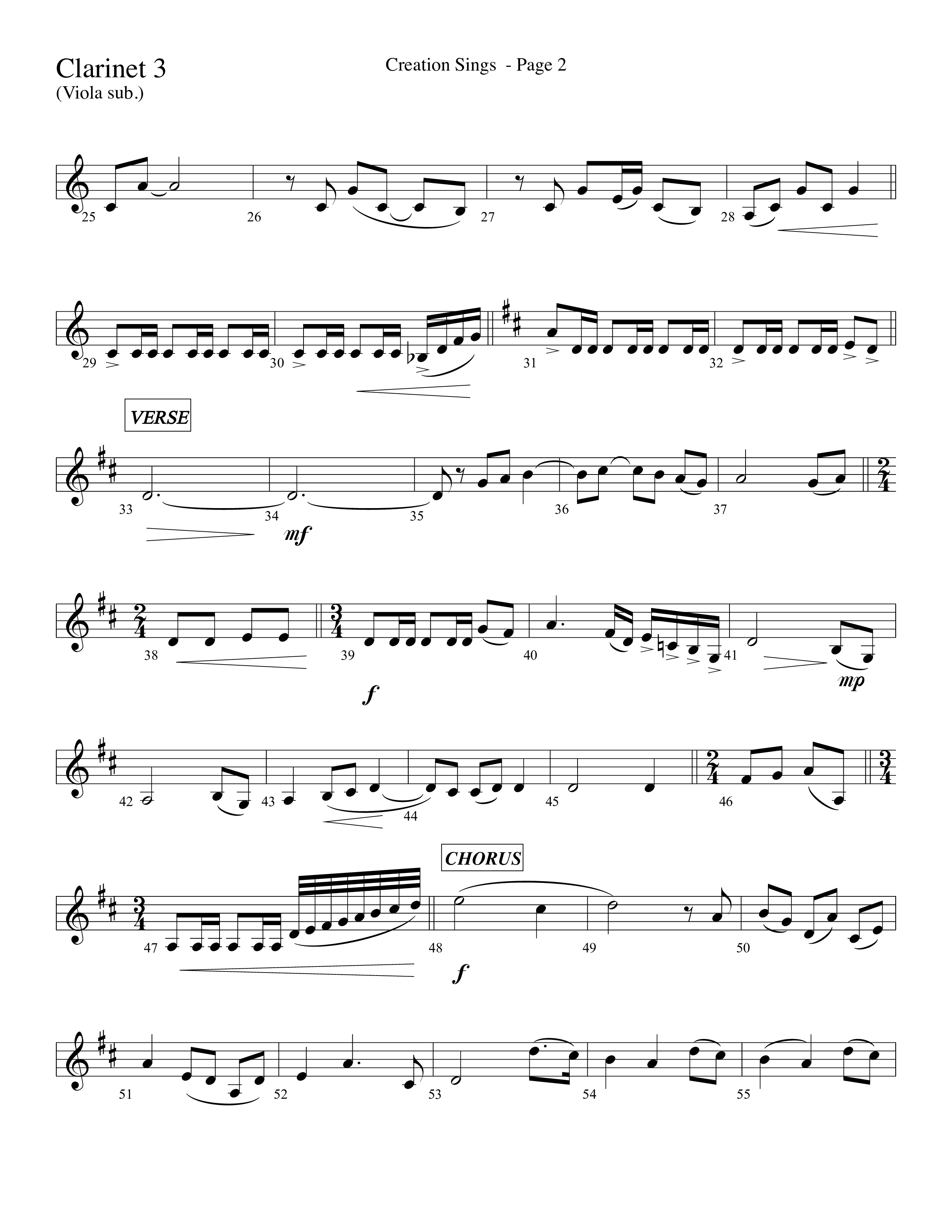 Creation Sings (Choral Anthem SATB) Clarinet 3 (Lifeway Choral / Arr. David Hamilton)