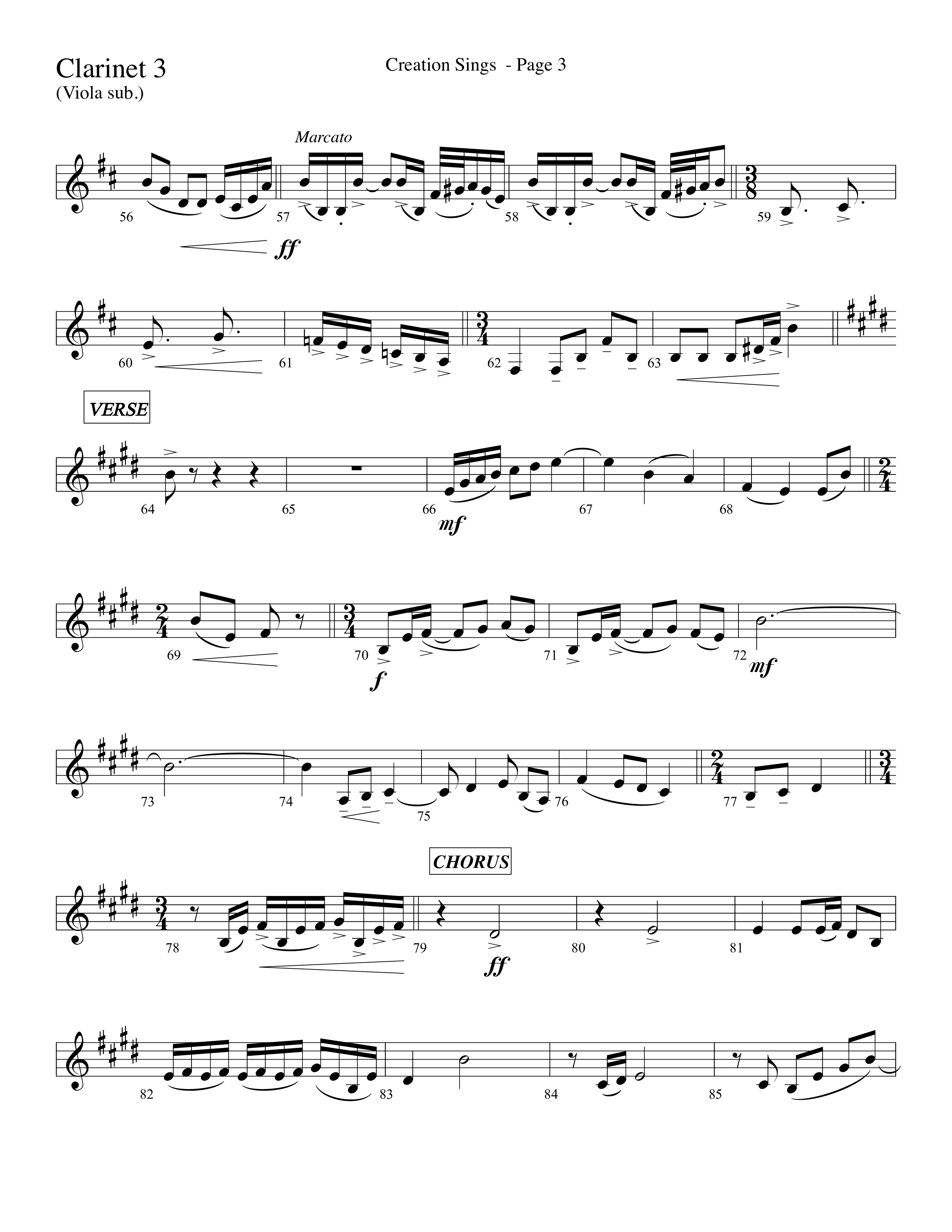 Creation Sings (Choral Anthem SATB) Clarinet 3 (Lifeway Choral / Arr. David Hamilton)