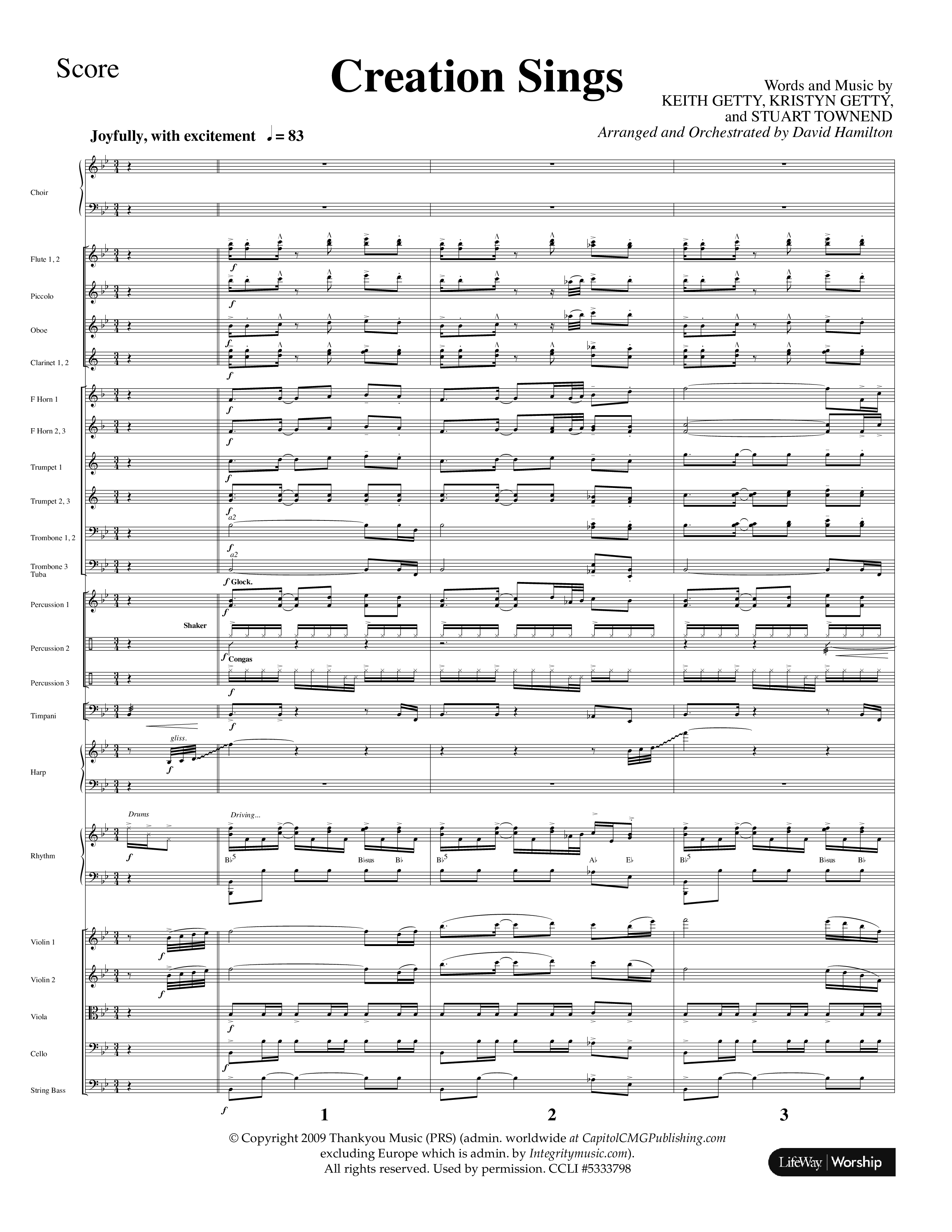Creation Sings (Choral Anthem SATB) Orchestration (Lifeway Choral / Arr. David Hamilton)