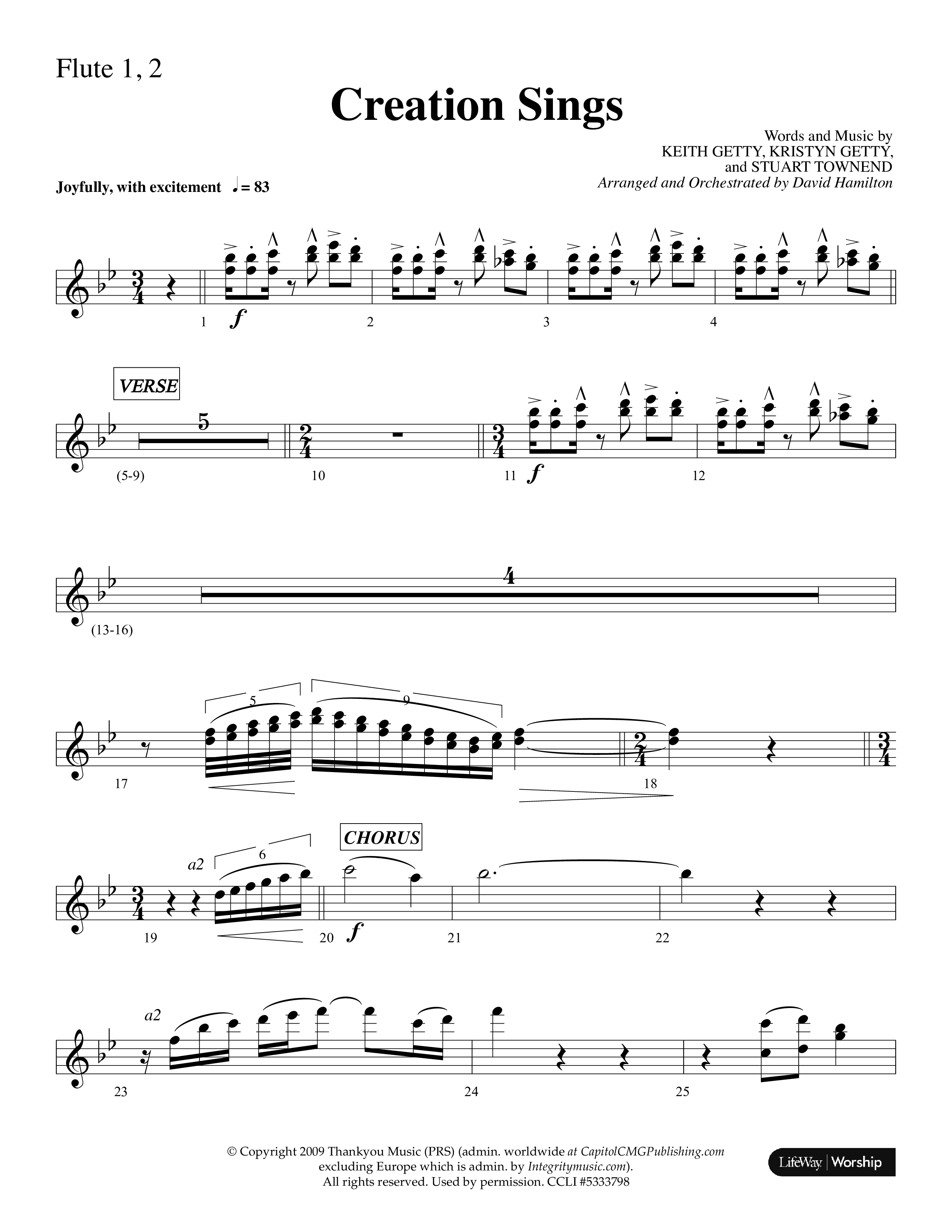 Creation Sings (Choral Anthem SATB) Flute 1/2 (Lifeway Choral / Arr. David Hamilton)