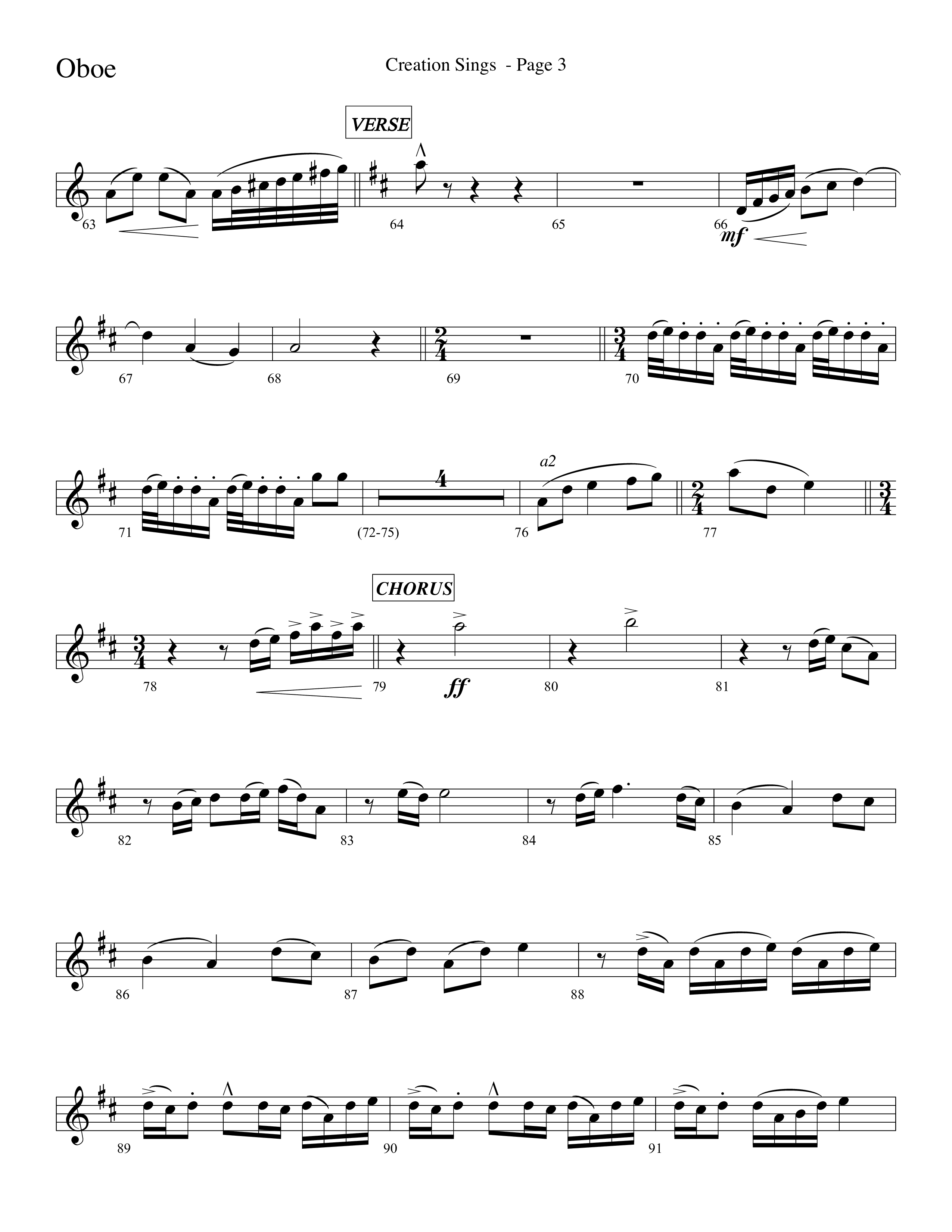 Creation Sings (Choral Anthem SATB) Oboe (Lifeway Choral / Arr. David Hamilton)