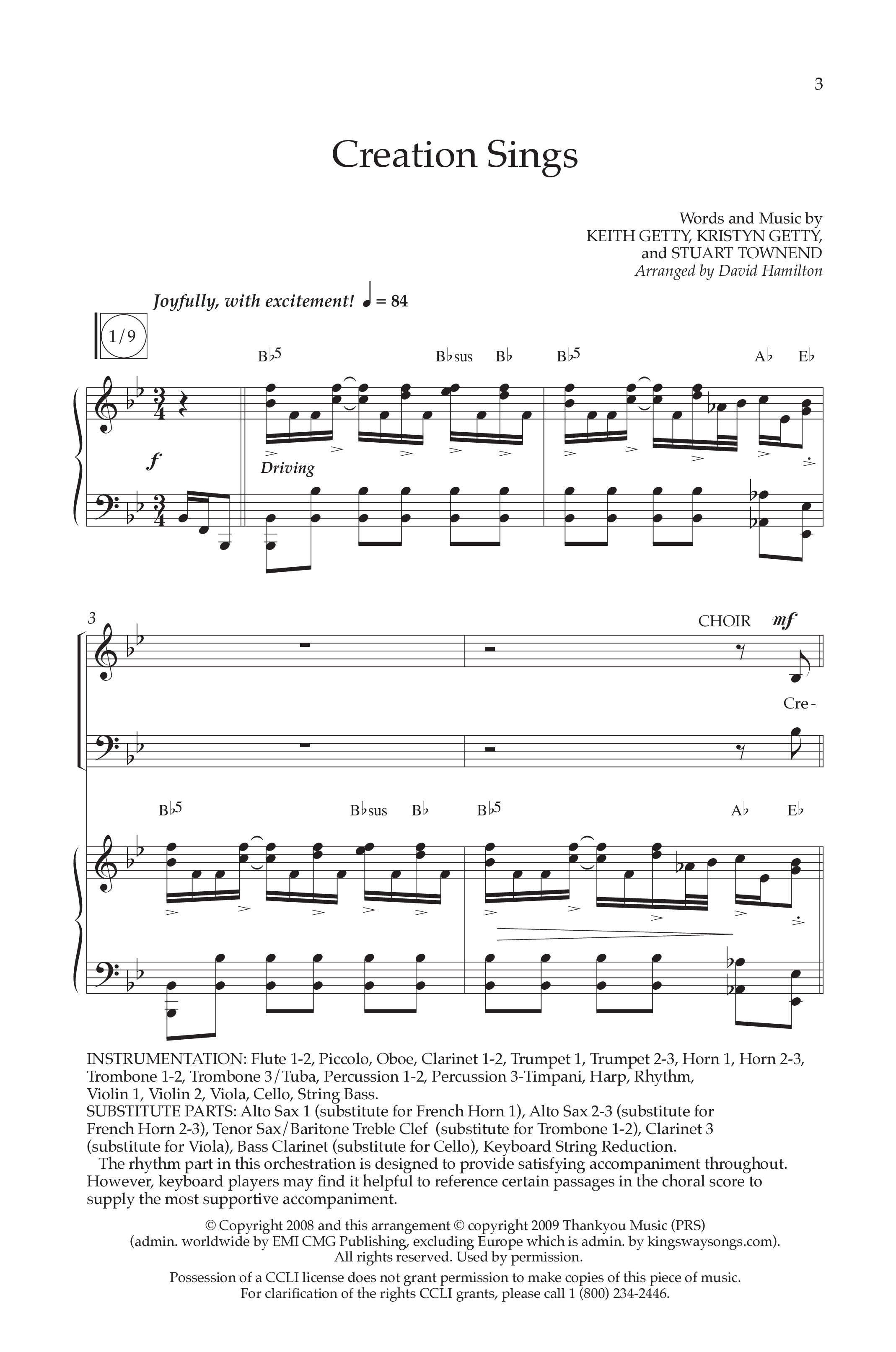 Creation Sings (Choral Anthem SATB) Anthem (SATB/Piano) (Lifeway Choral / Arr. David Hamilton)