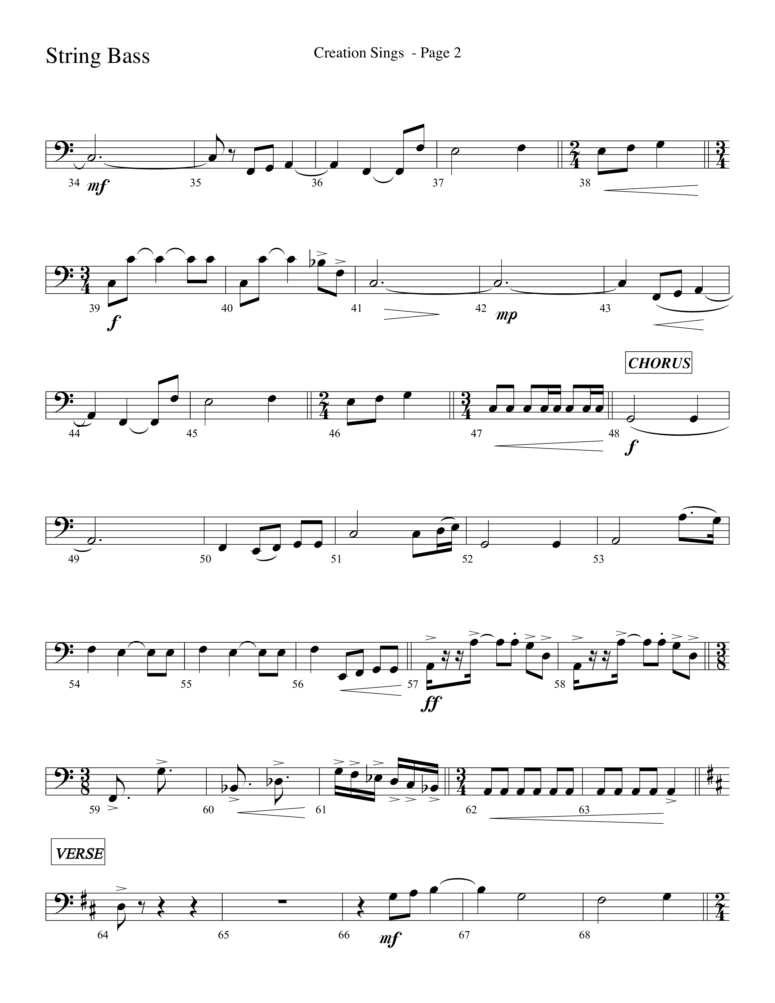 Creation Sings (Choral Anthem SATB) String Bass (Lifeway Choral / Arr. David Hamilton)