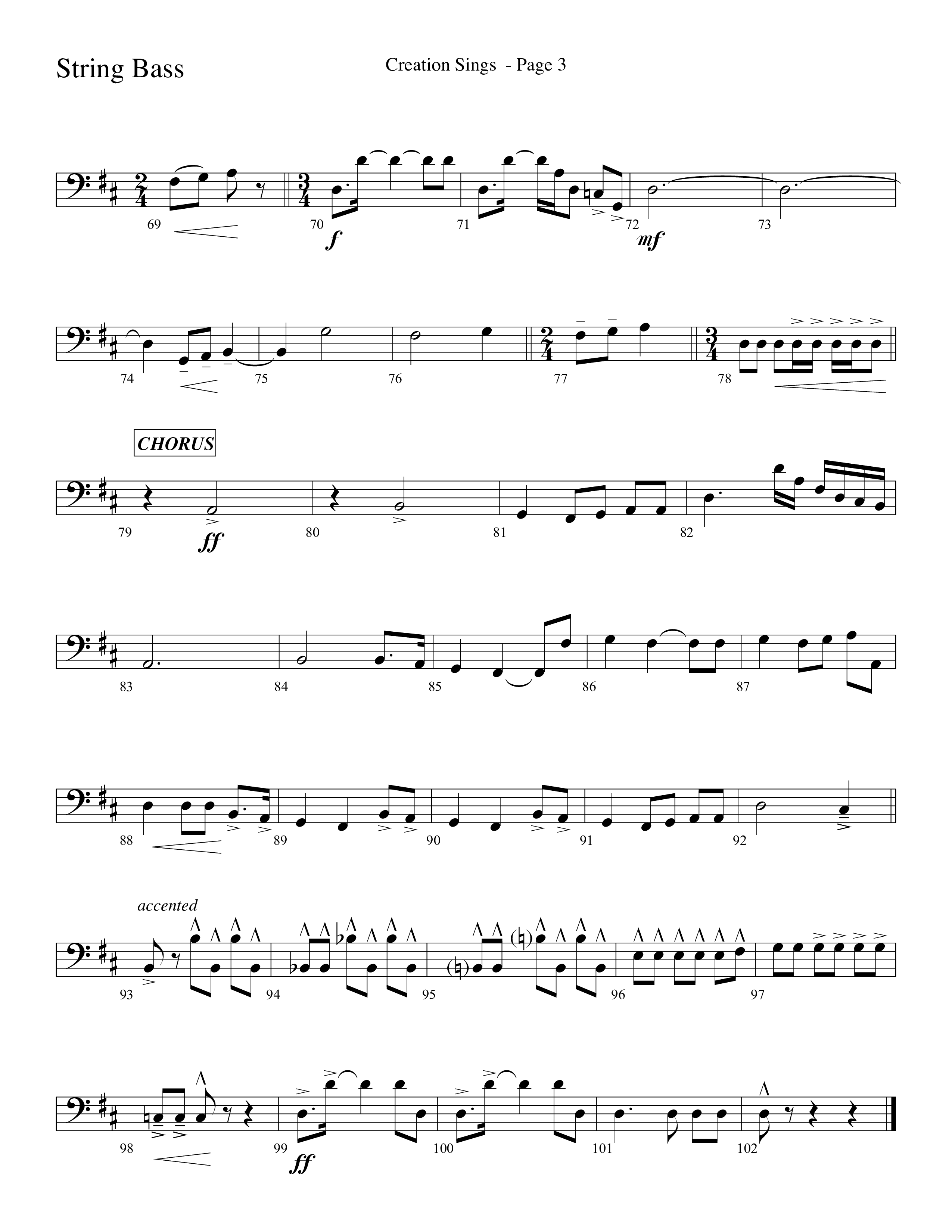 Creation Sings (Choral Anthem SATB) String Bass (Lifeway Choral / Arr. David Hamilton)