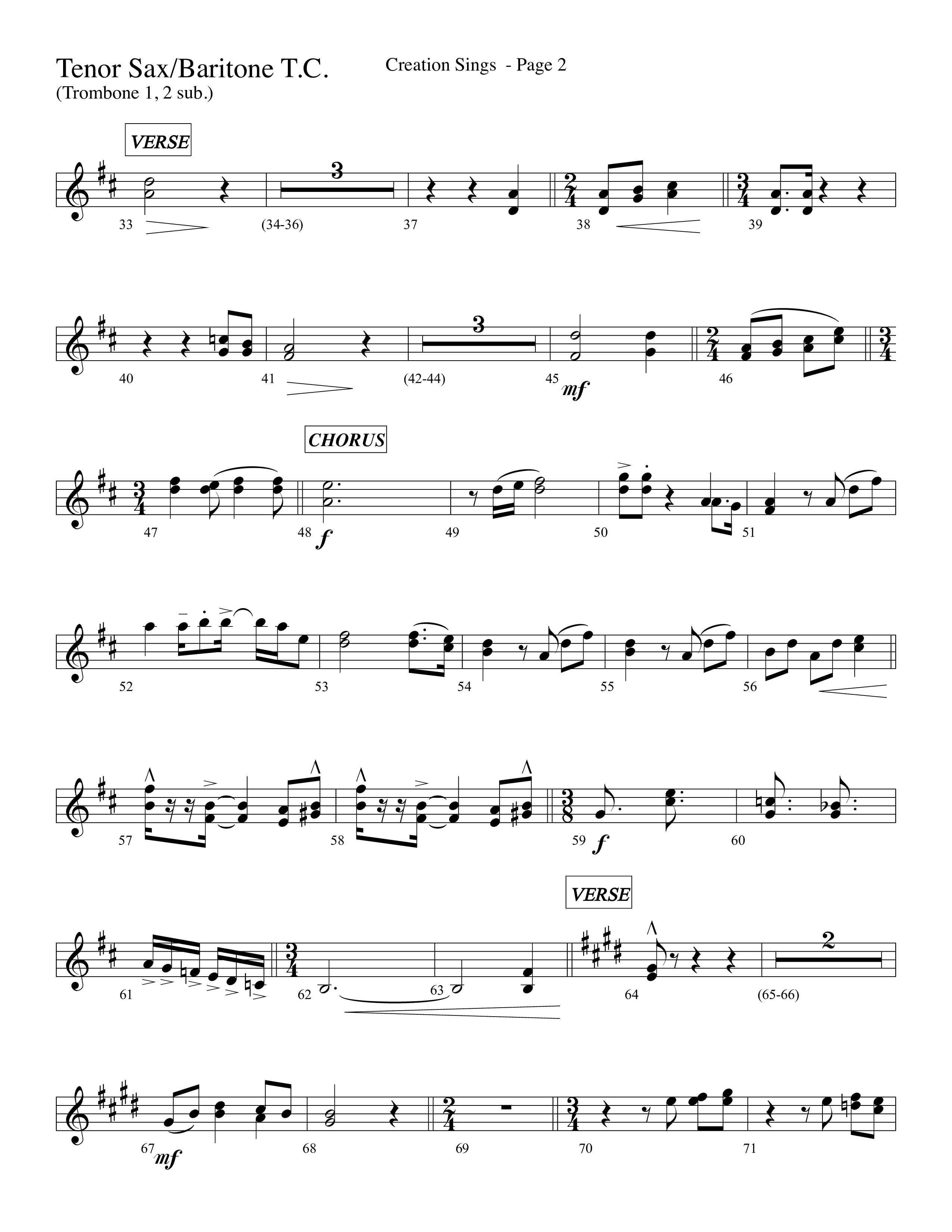 Creation Sings (Choral Anthem SATB) Tenor Sax/Baritone T.C. (Lifeway Choral / Arr. David Hamilton)