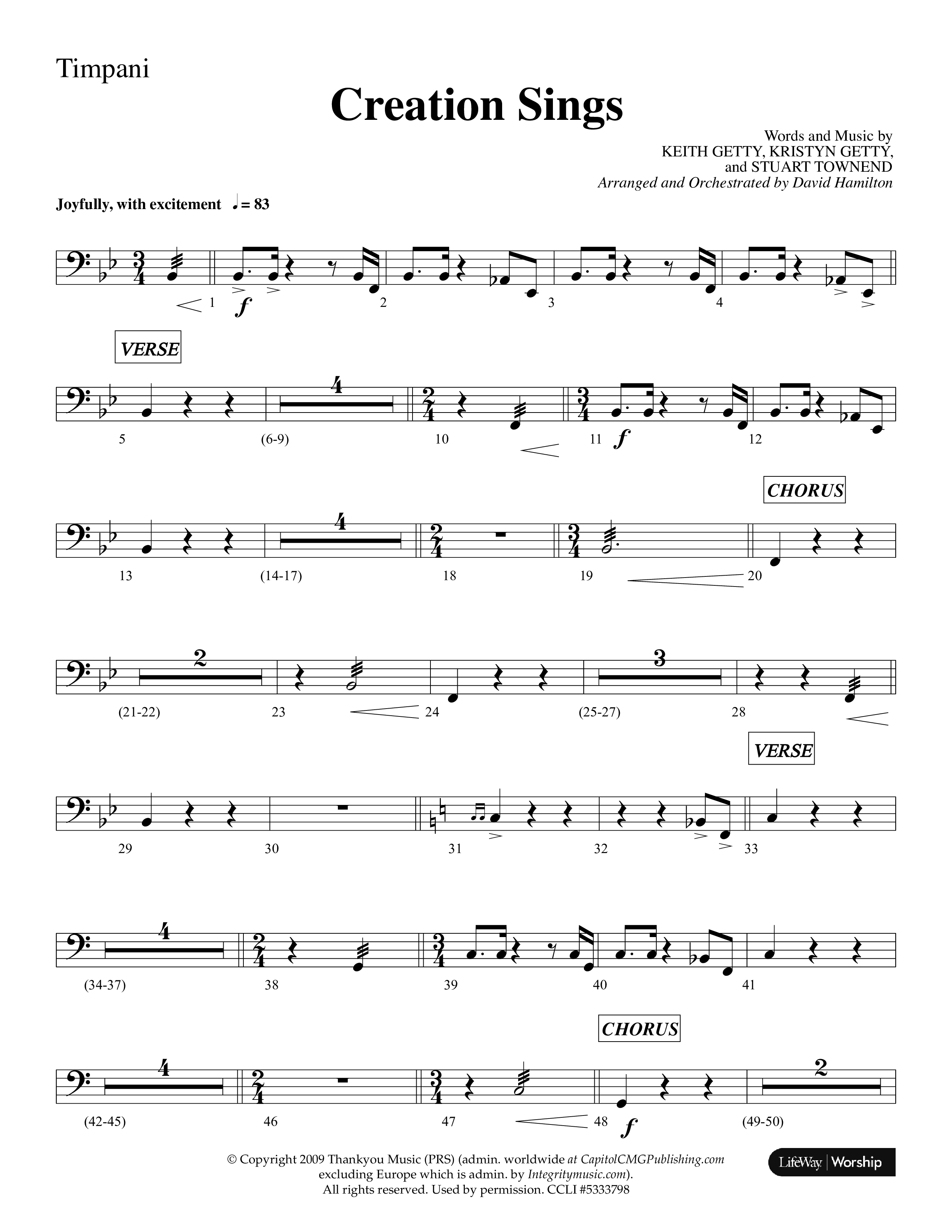 Creation Sings (Choral Anthem SATB) Timpani (Lifeway Choral / Arr. David Hamilton)