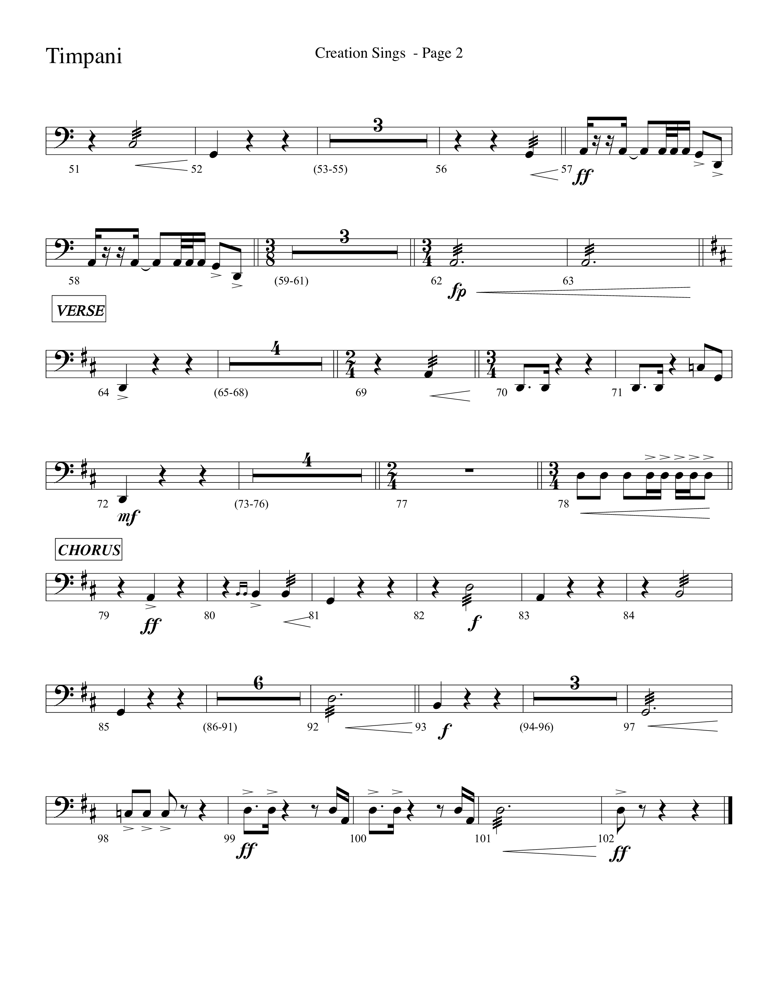 Creation Sings (Choral Anthem SATB) Timpani (Lifeway Choral / Arr. David Hamilton)