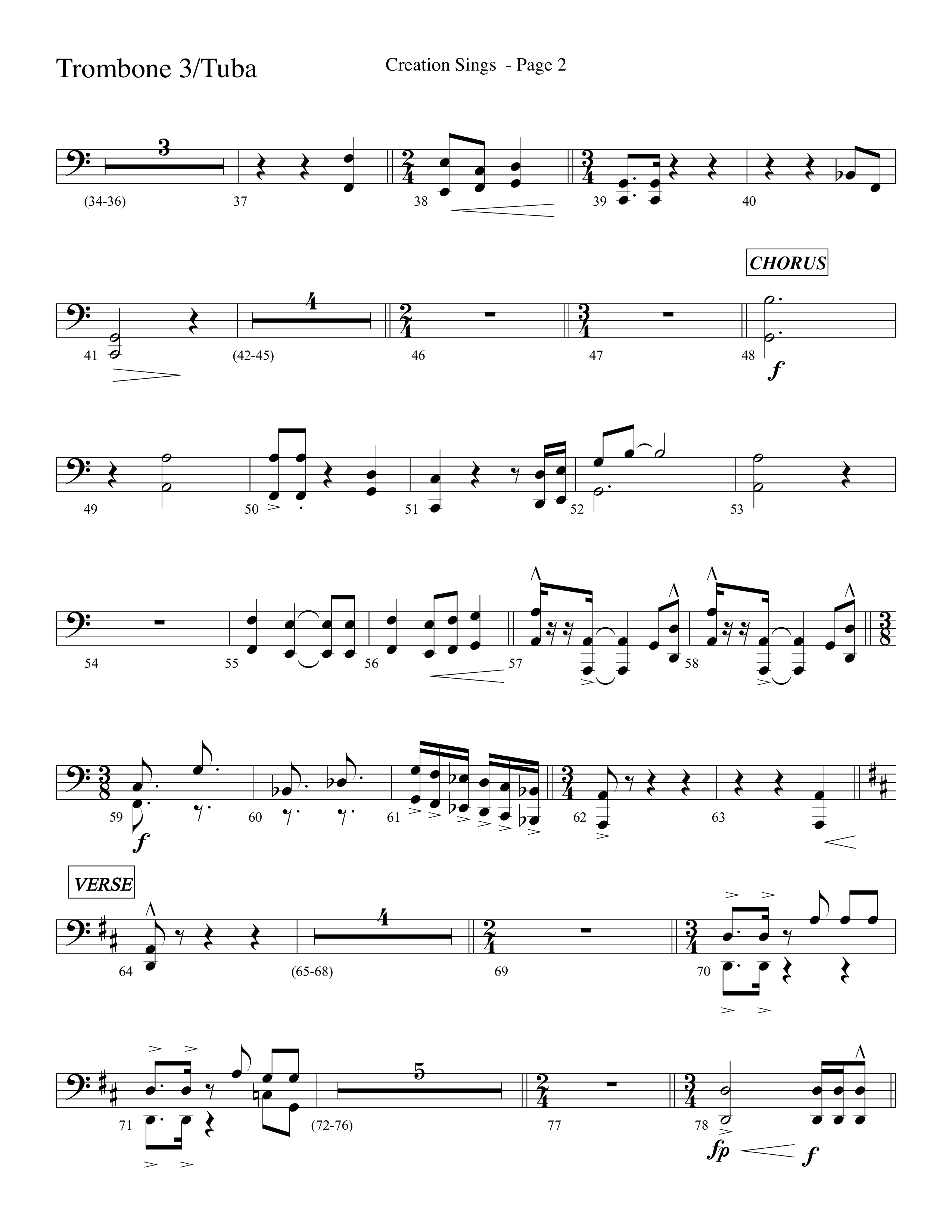Creation Sings (Choral Anthem SATB) Trombone 3/Tuba (Lifeway Choral / Arr. David Hamilton)