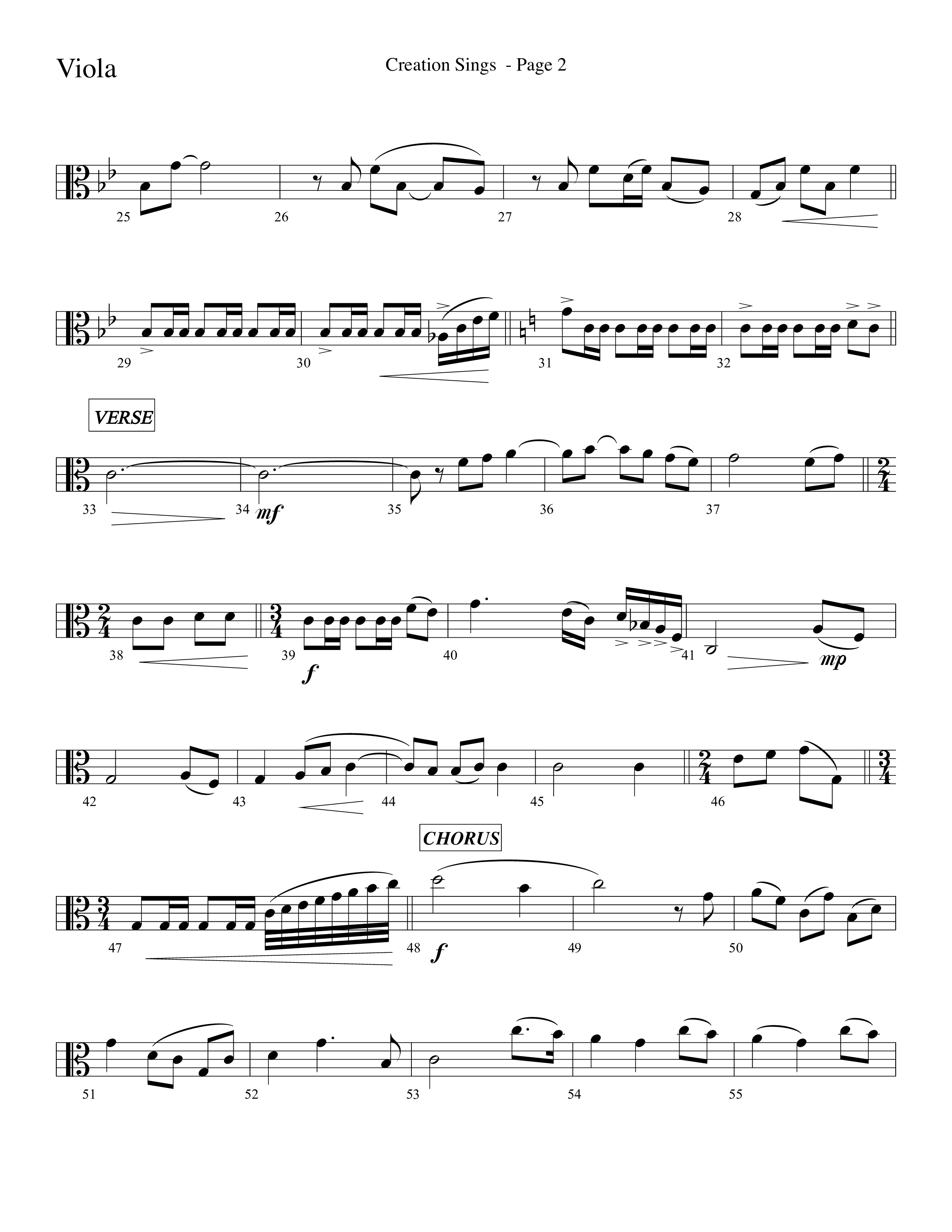 Creation Sings (Choral Anthem SATB) Viola (Lifeway Choral / Arr. David Hamilton)