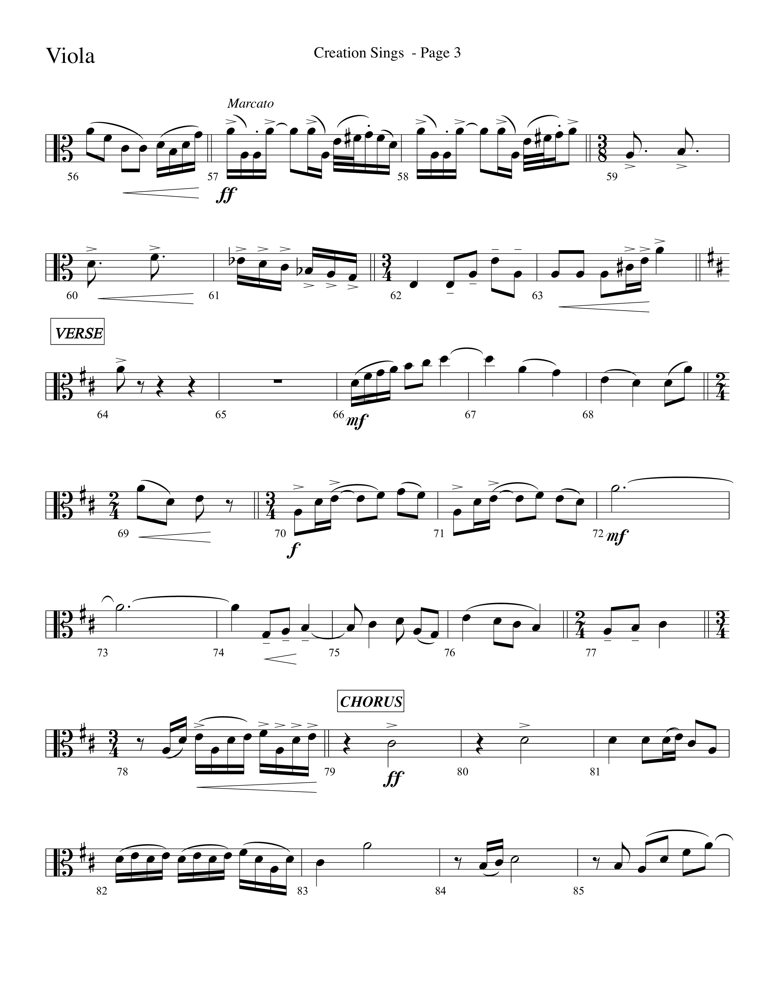 Creation Sings (Choral Anthem SATB) Viola (Lifeway Choral / Arr. David Hamilton)