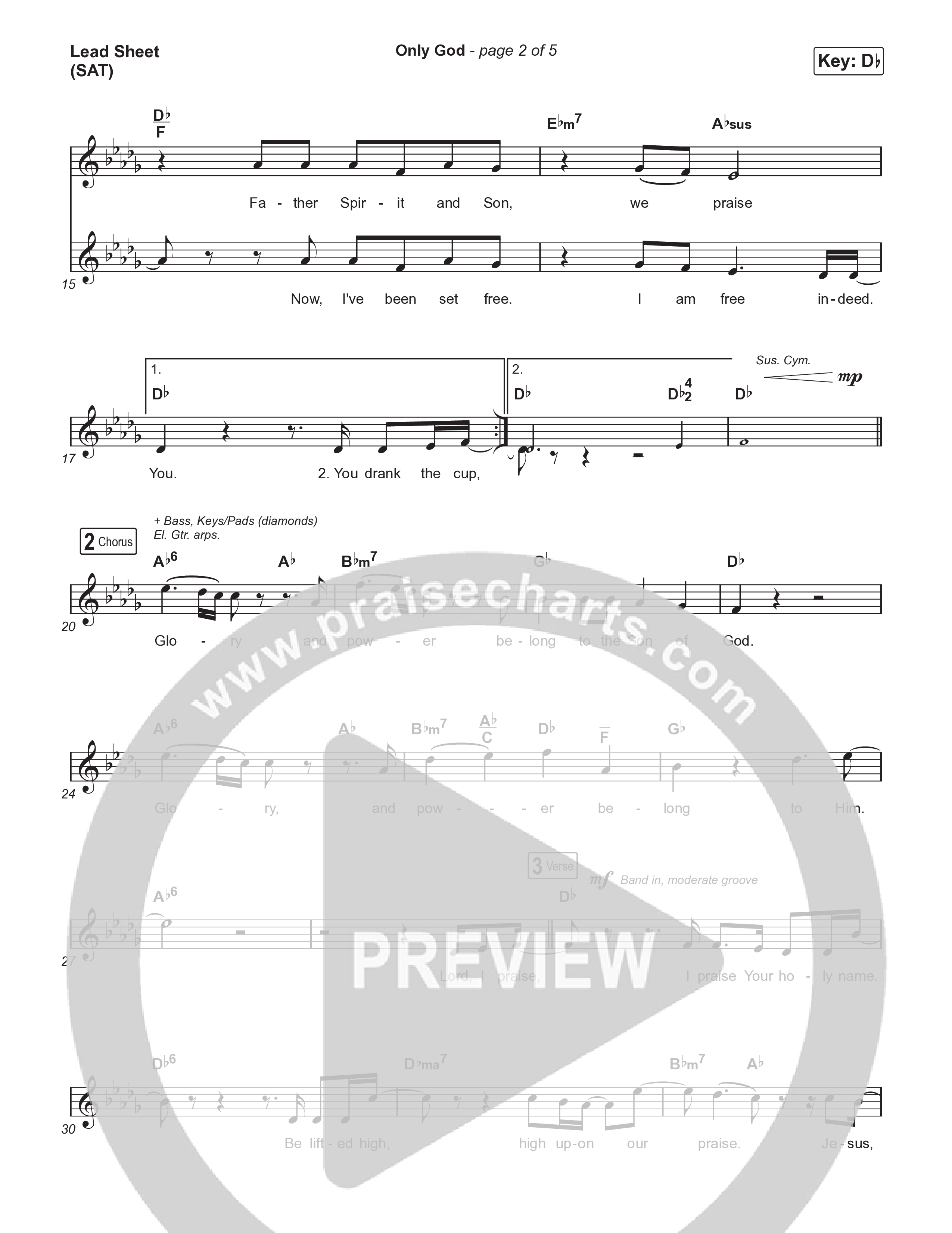 Only God Lead Sheet (SAT) (Circuit Rider Music / Lucas McCloud)