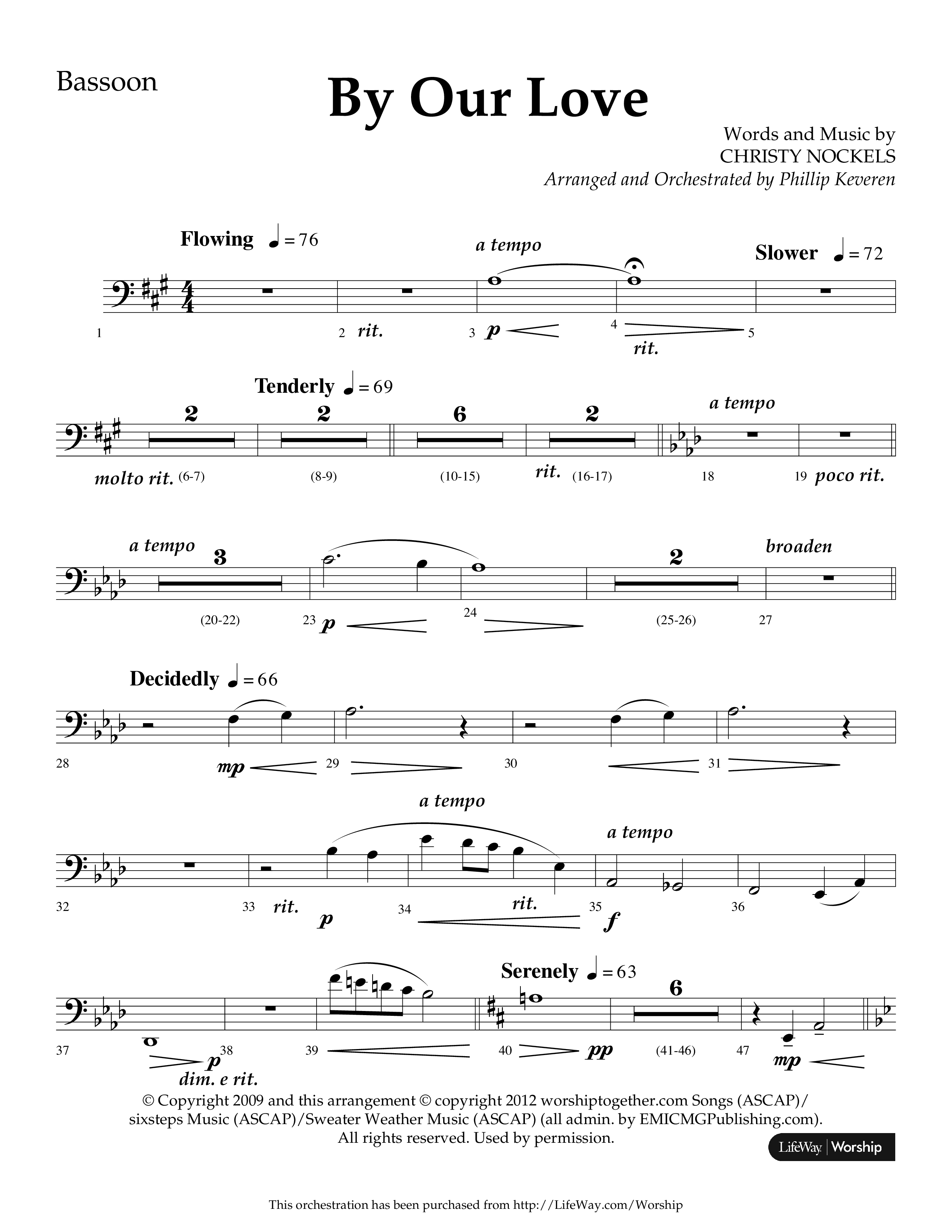 By Our Love (Choral Anthem SATB) Bassoon (Lifeway Choral / Arr. Phillip Keveren)