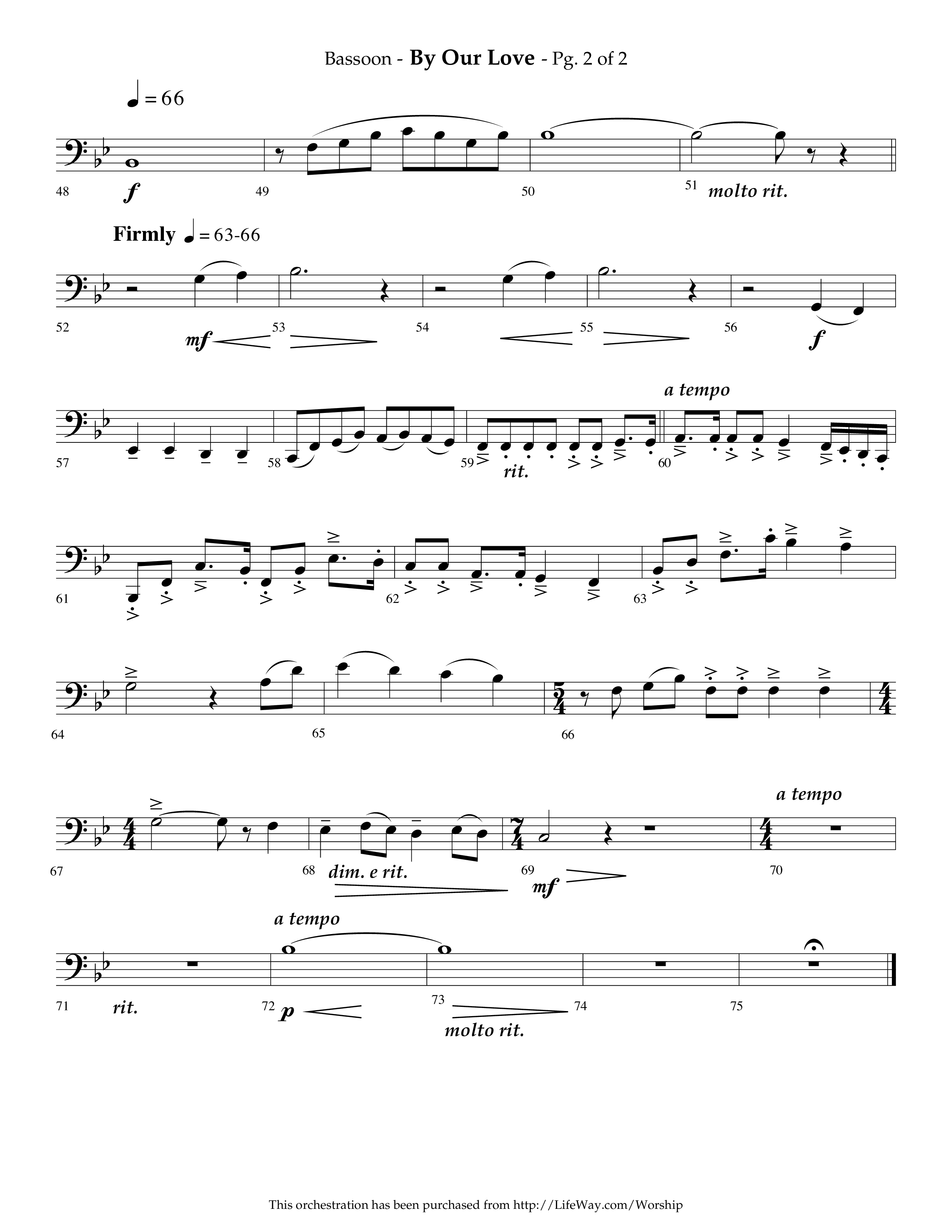 By Our Love (Choral Anthem SATB) Bassoon (Lifeway Choral / Arr. Phillip Keveren)