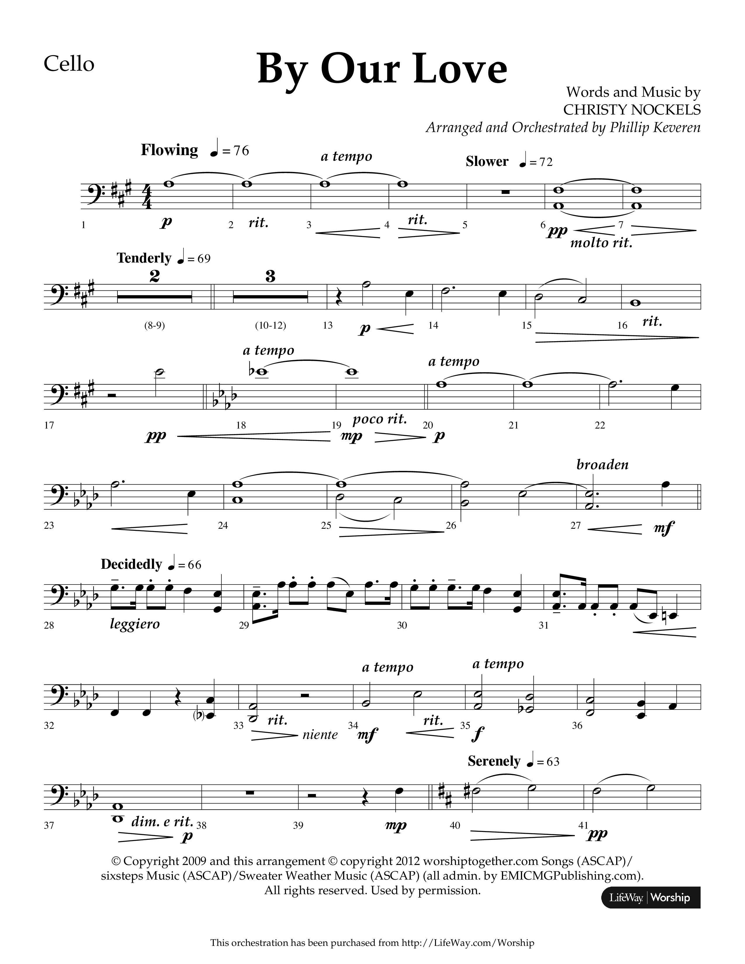 By Our Love (Choral Anthem SATB) Cello (Lifeway Choral / Arr. Phillip Keveren)