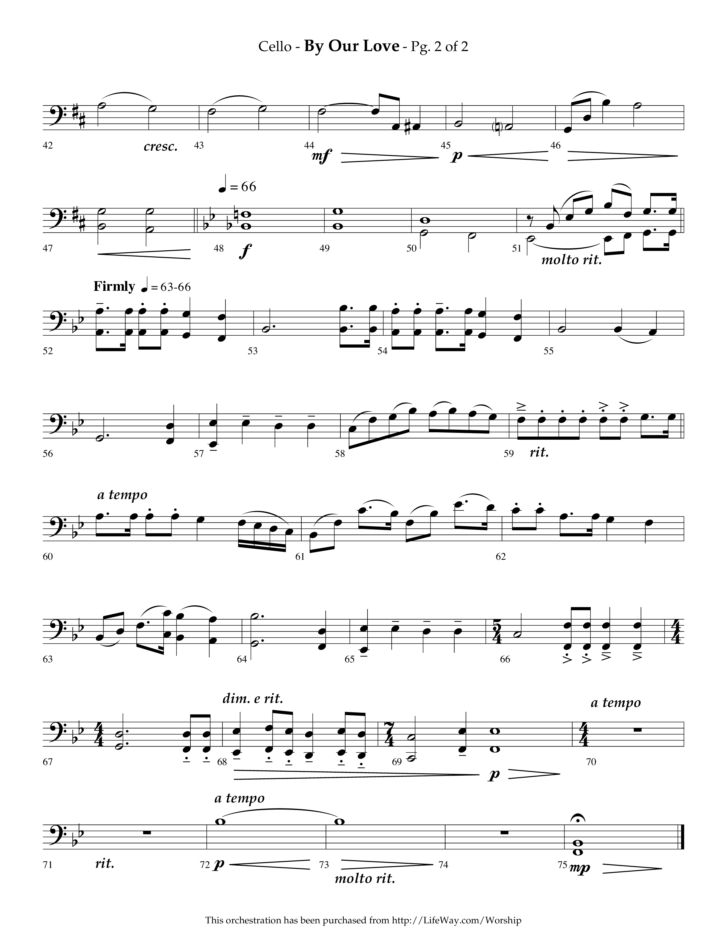 By Our Love (Choral Anthem SATB) Cello (Lifeway Choral / Arr. Phillip Keveren)