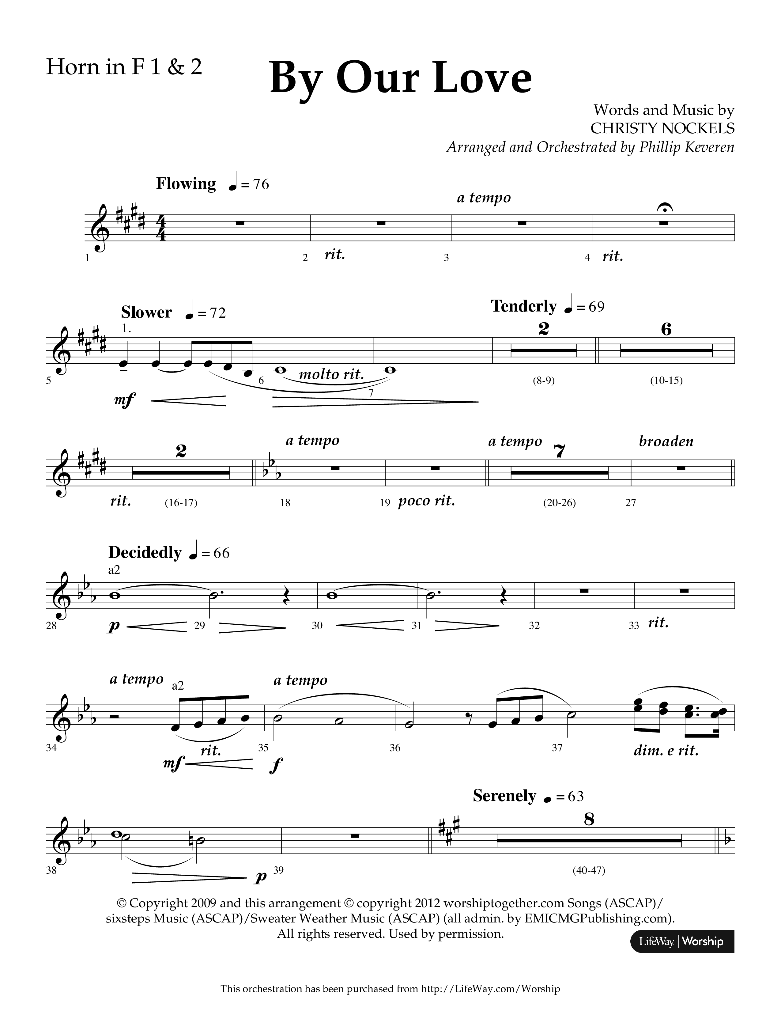 By Our Love (Choral Anthem SATB) French Horn 1/2 (Lifeway Choral / Arr. Phillip Keveren)