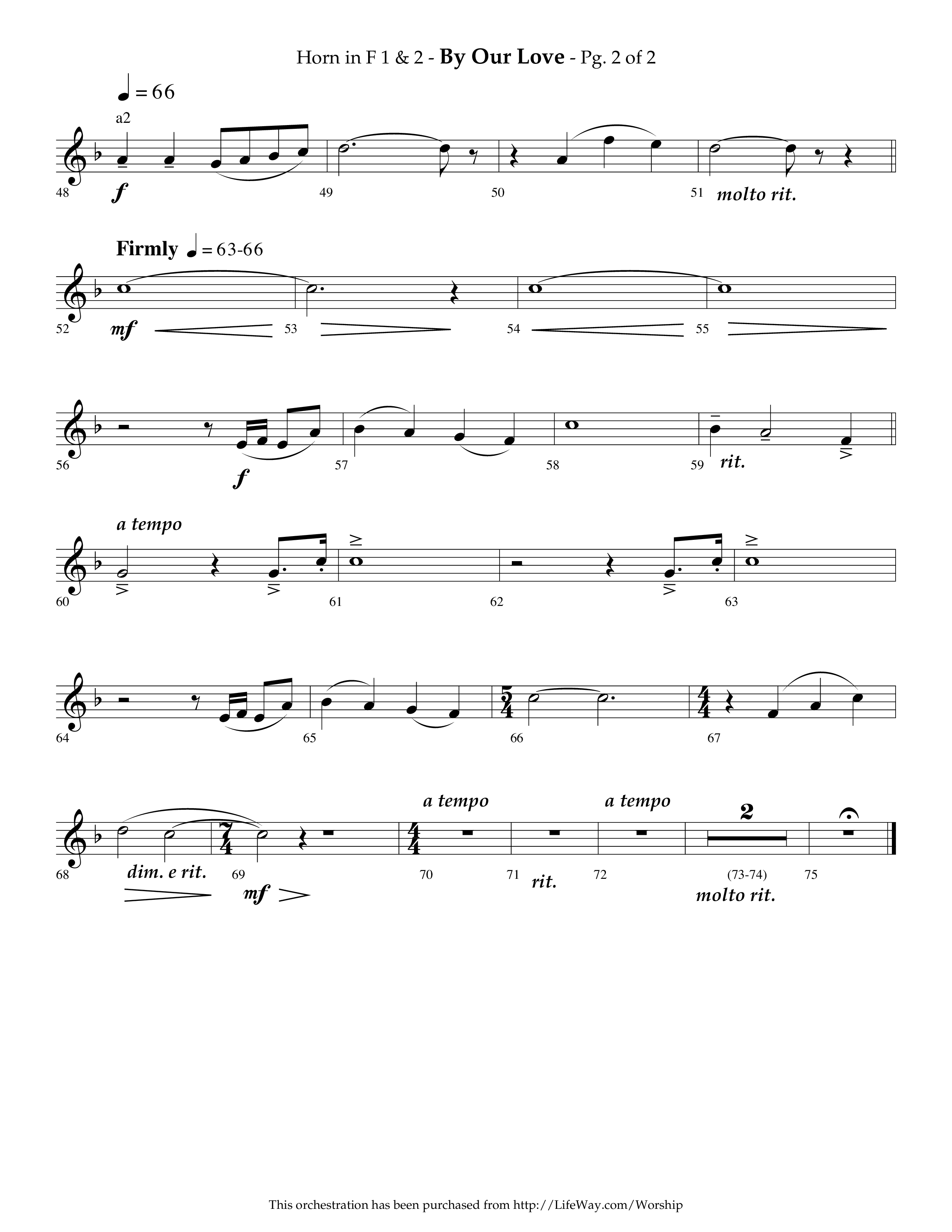 By Our Love (Choral Anthem SATB) French Horn 1/2 (Lifeway Choral / Arr. Phillip Keveren)