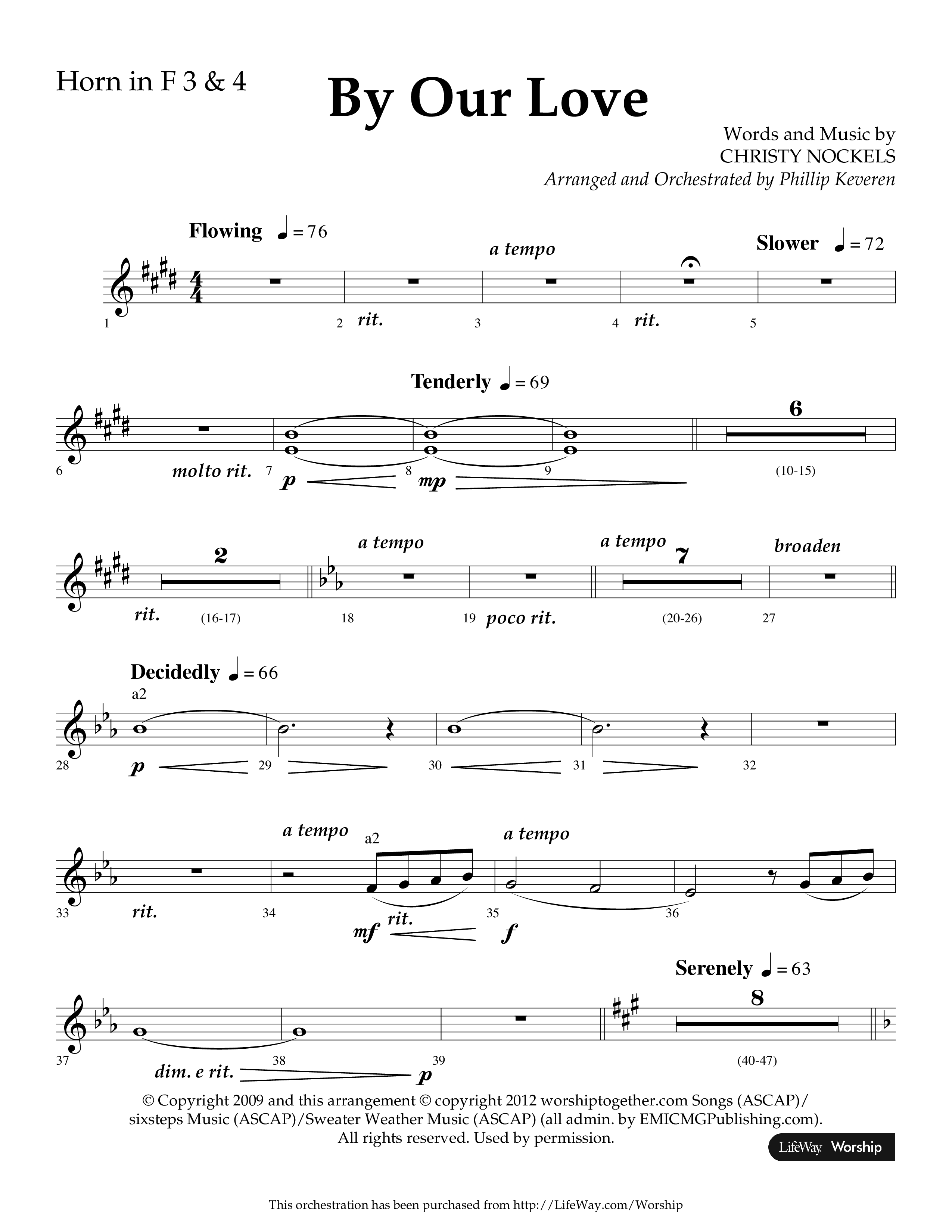 By Our Love (Choral Anthem SATB) French Horn 3 (Lifeway Choral / Arr. Phillip Keveren)