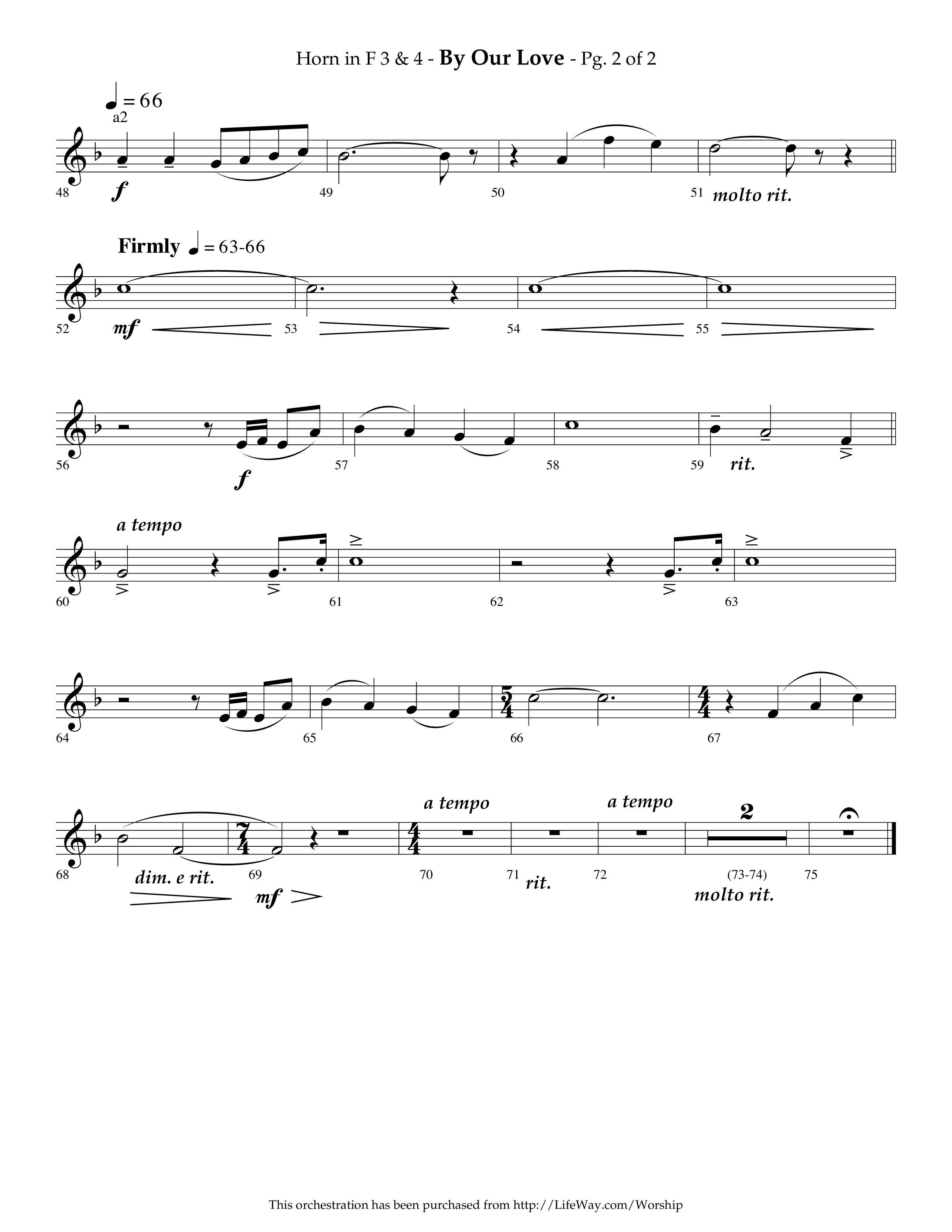 By Our Love (Choral Anthem SATB) French Horn 3 (Lifeway Choral / Arr. Phillip Keveren)