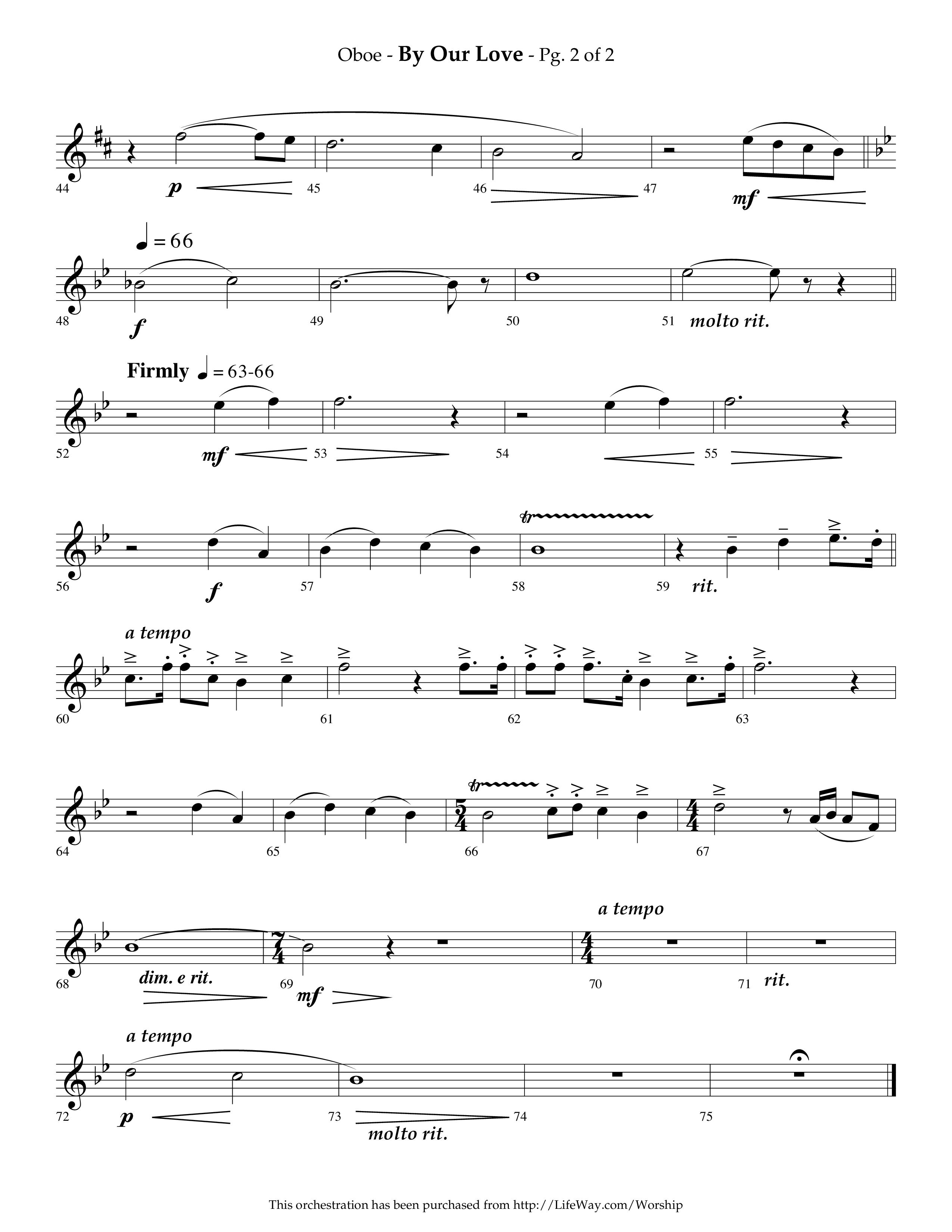 By Our Love (Choral Anthem SATB) Oboe (Lifeway Choral / Arr. Phillip Keveren)